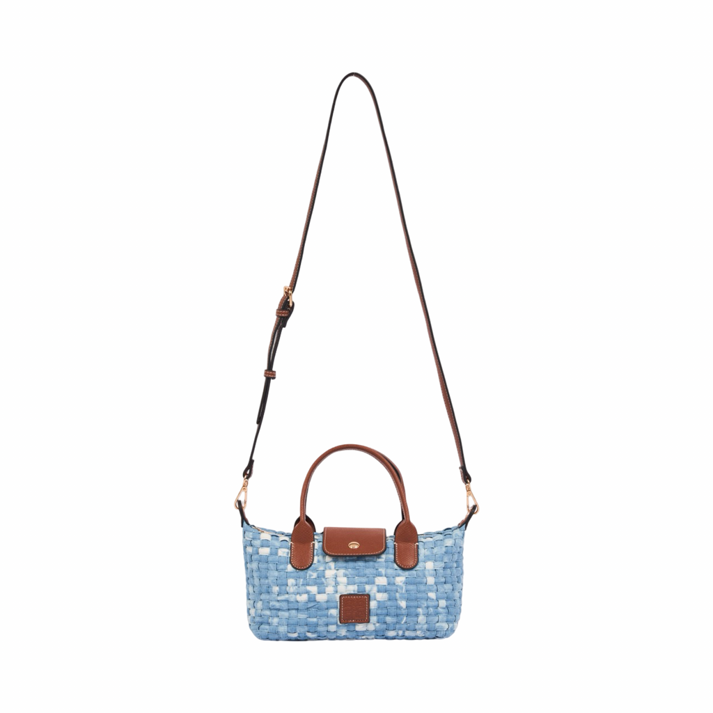 Midnight Weave – Woven Shoulder Bag M – Light Denim
