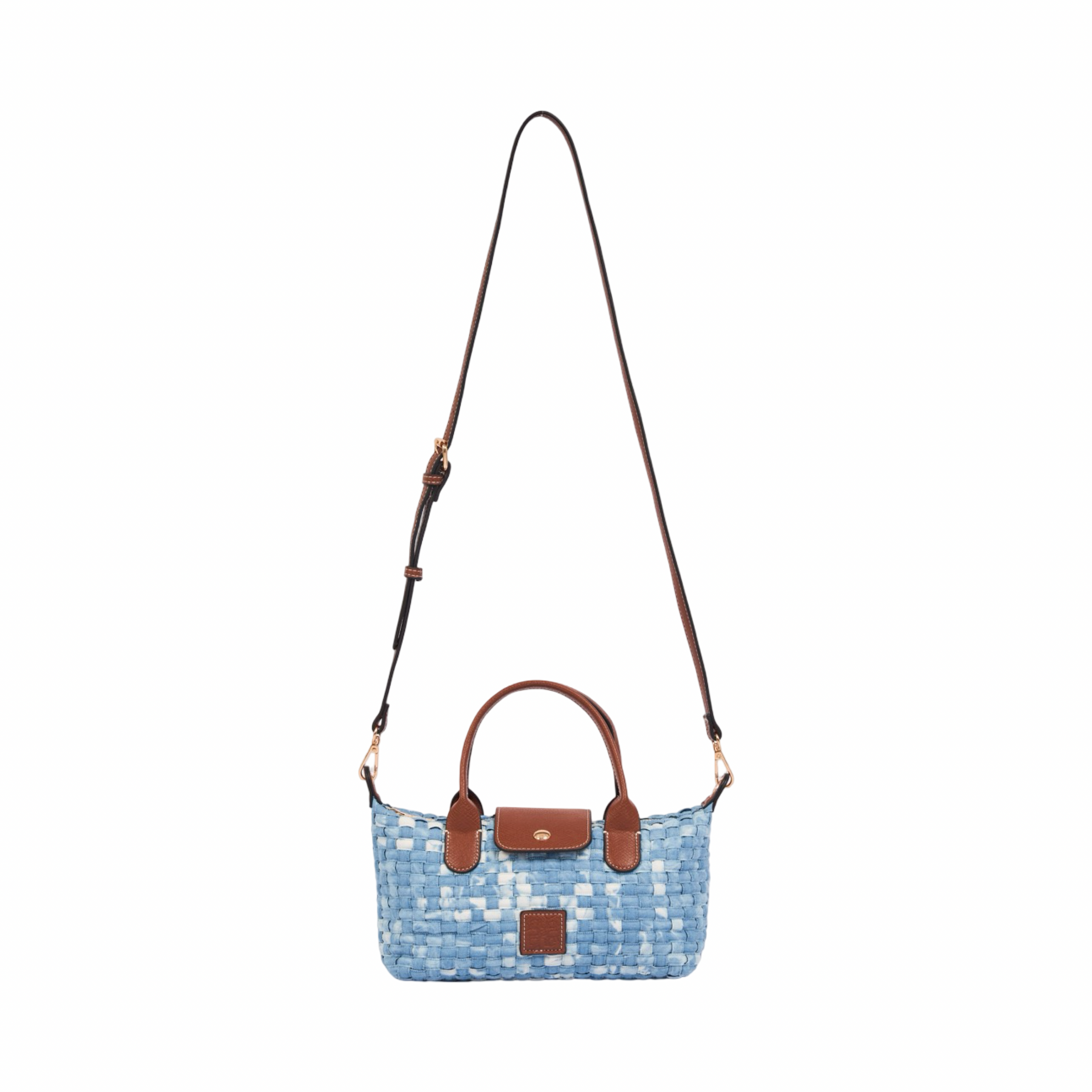 Midnight Weave – Woven Shoulder Bag M – Light Denim
