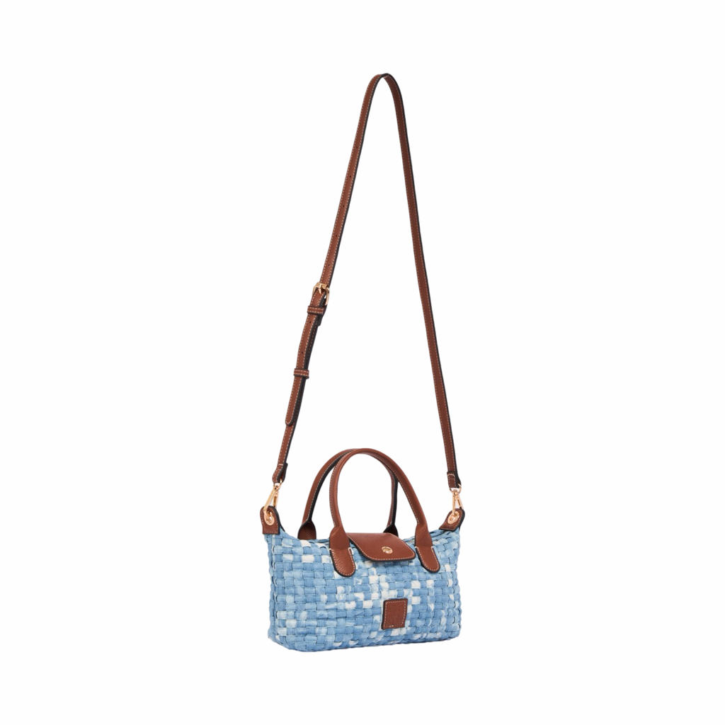 Midnight Weave – Woven Shoulder Bag M – Light Denim
