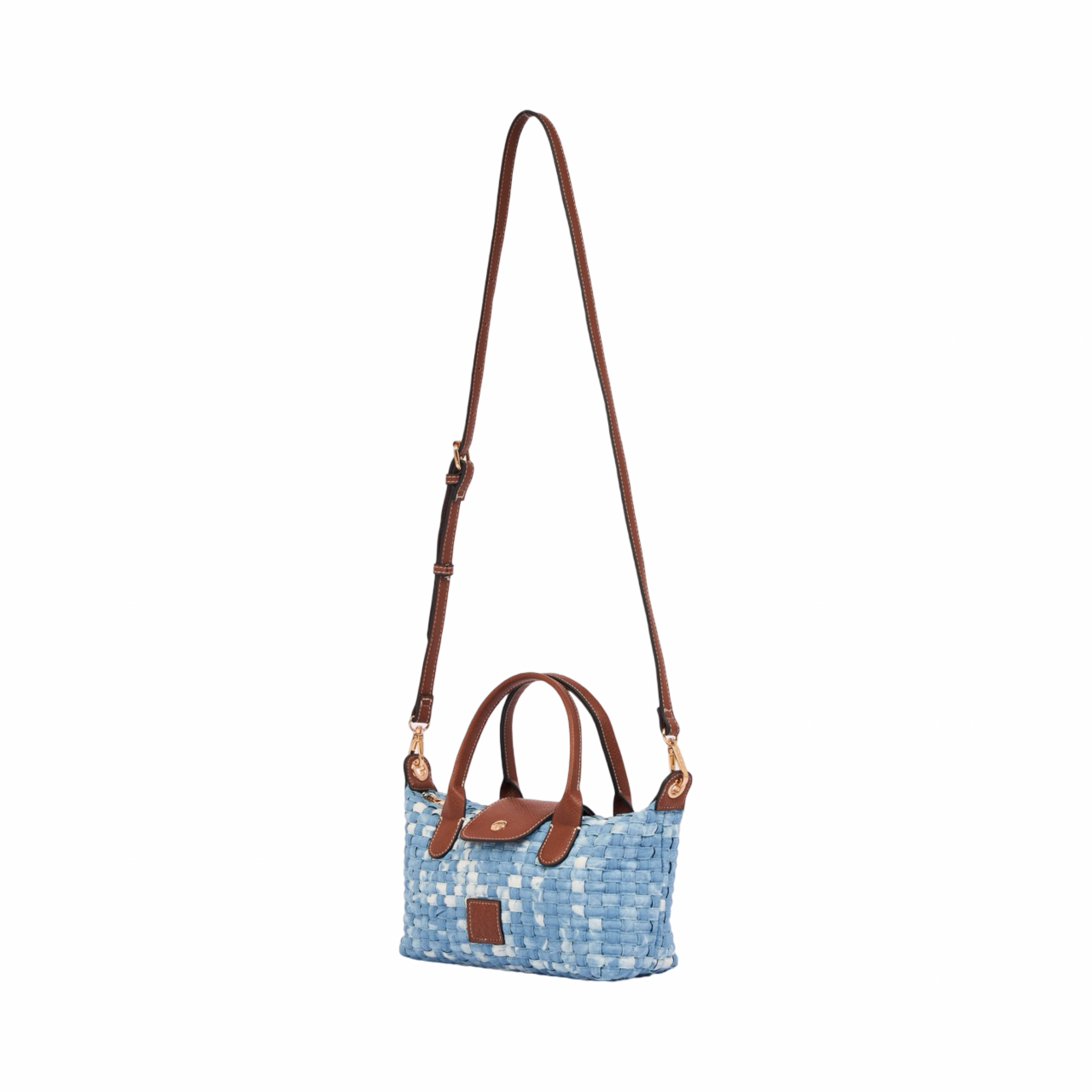 Midnight Weave – Woven Shoulder Bag M – Light Denim