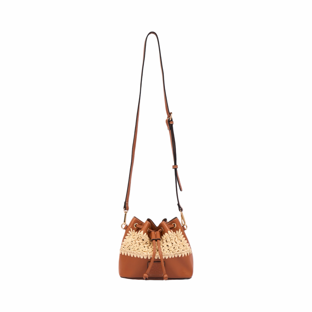 Everyday Earth – Straw Mini Bucket Shoulder Bag – Brown