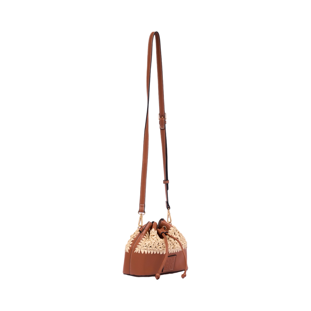 Everyday Earth – Straw Mini Bucket Shoulder Bag – Brown