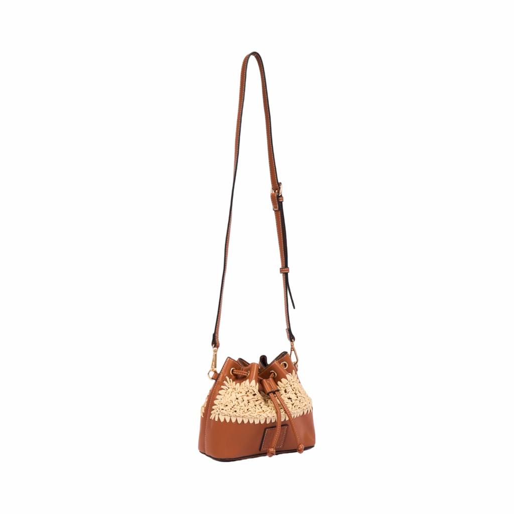 Everyday Earth – Straw Mini Bucket Shoulder Bag – Brown