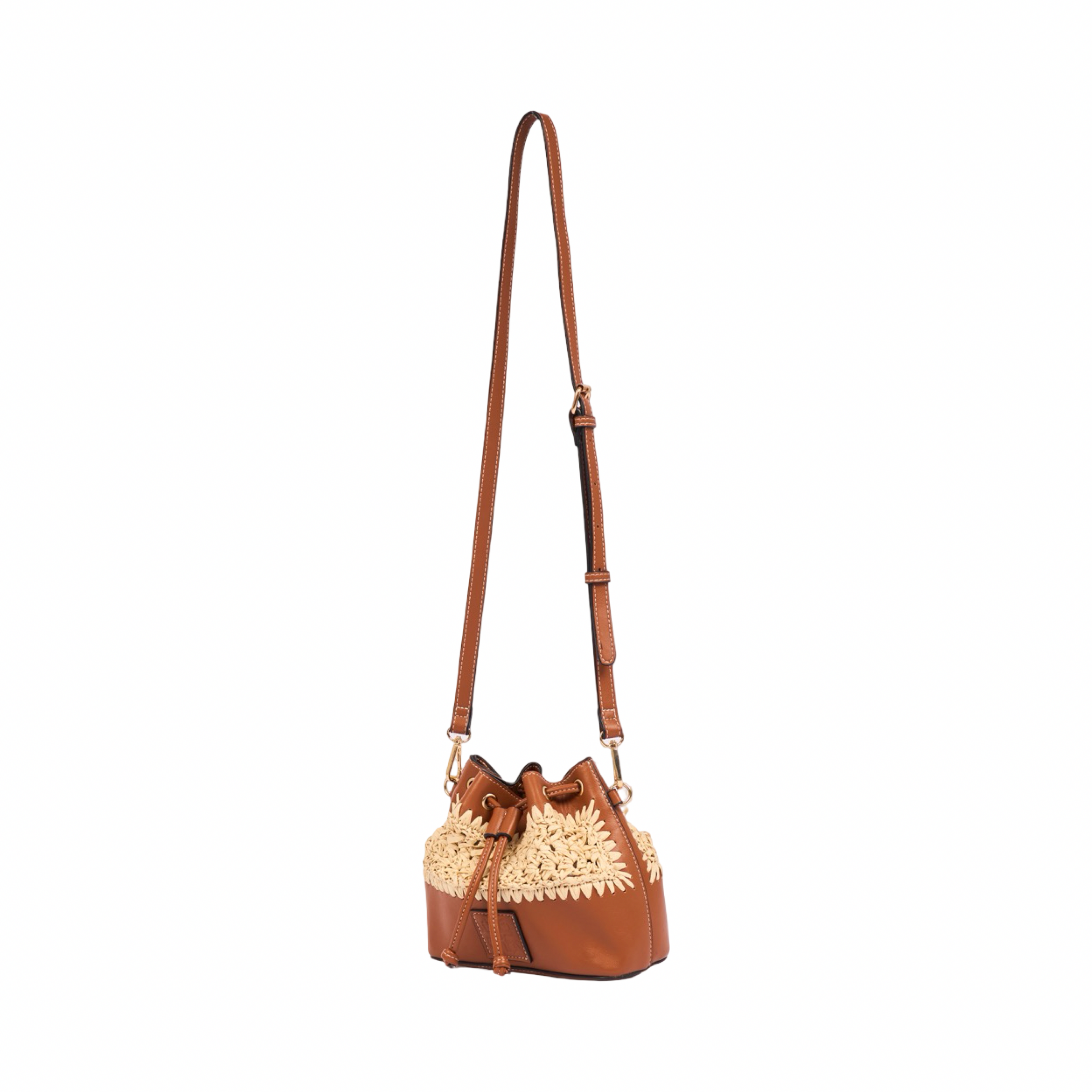 Everyday Earth – Straw Mini Bucket Shoulder Bag – Brown