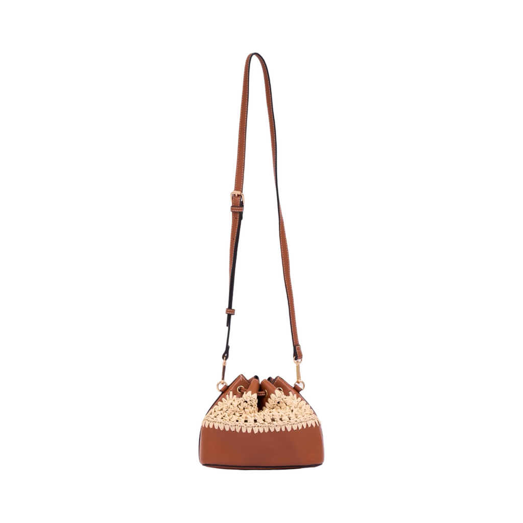 Everyday Earth – Straw Mini Bucket Shoulder Bag – Brown