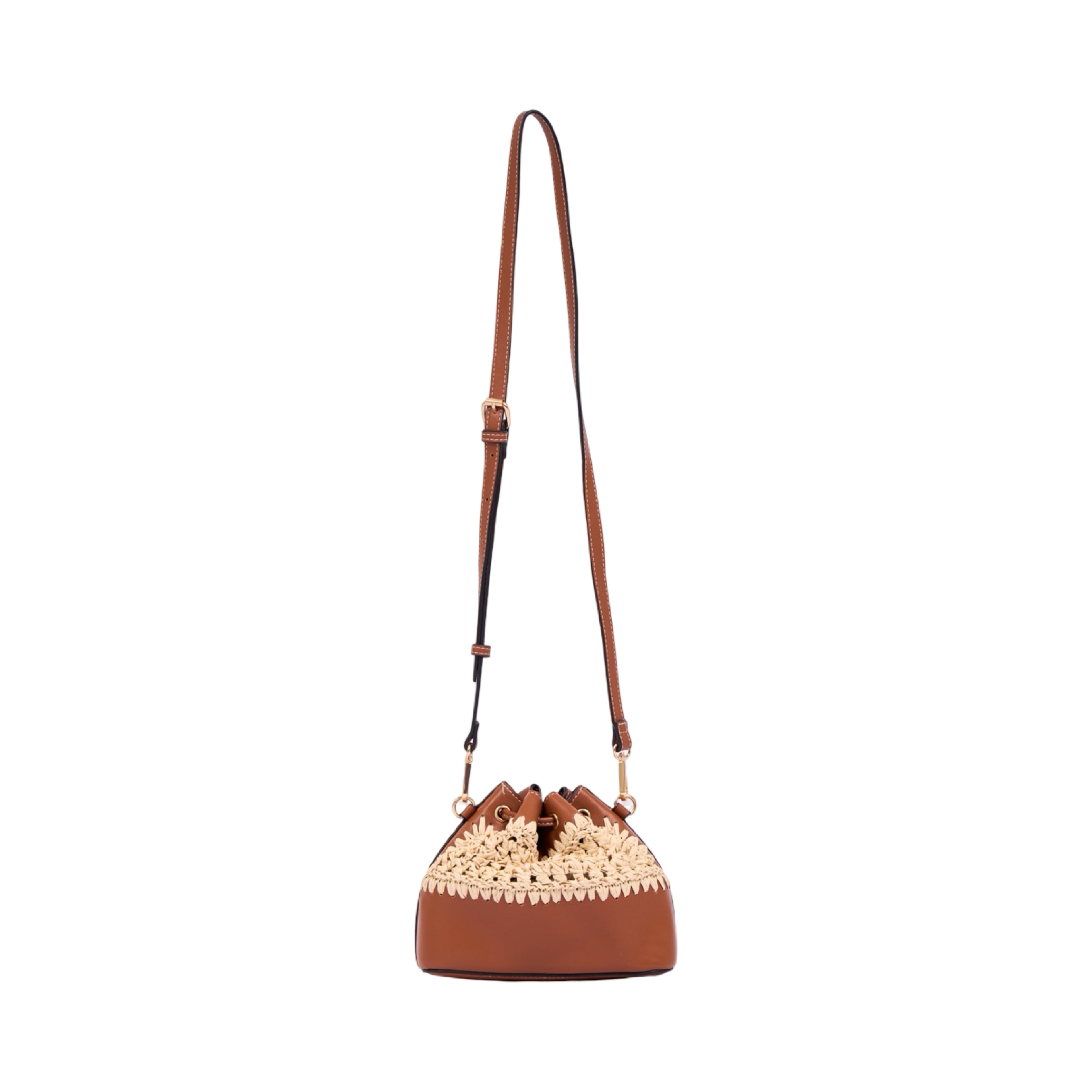Everyday Earth – Straw Mini Bucket Shoulder Bag – Brown
