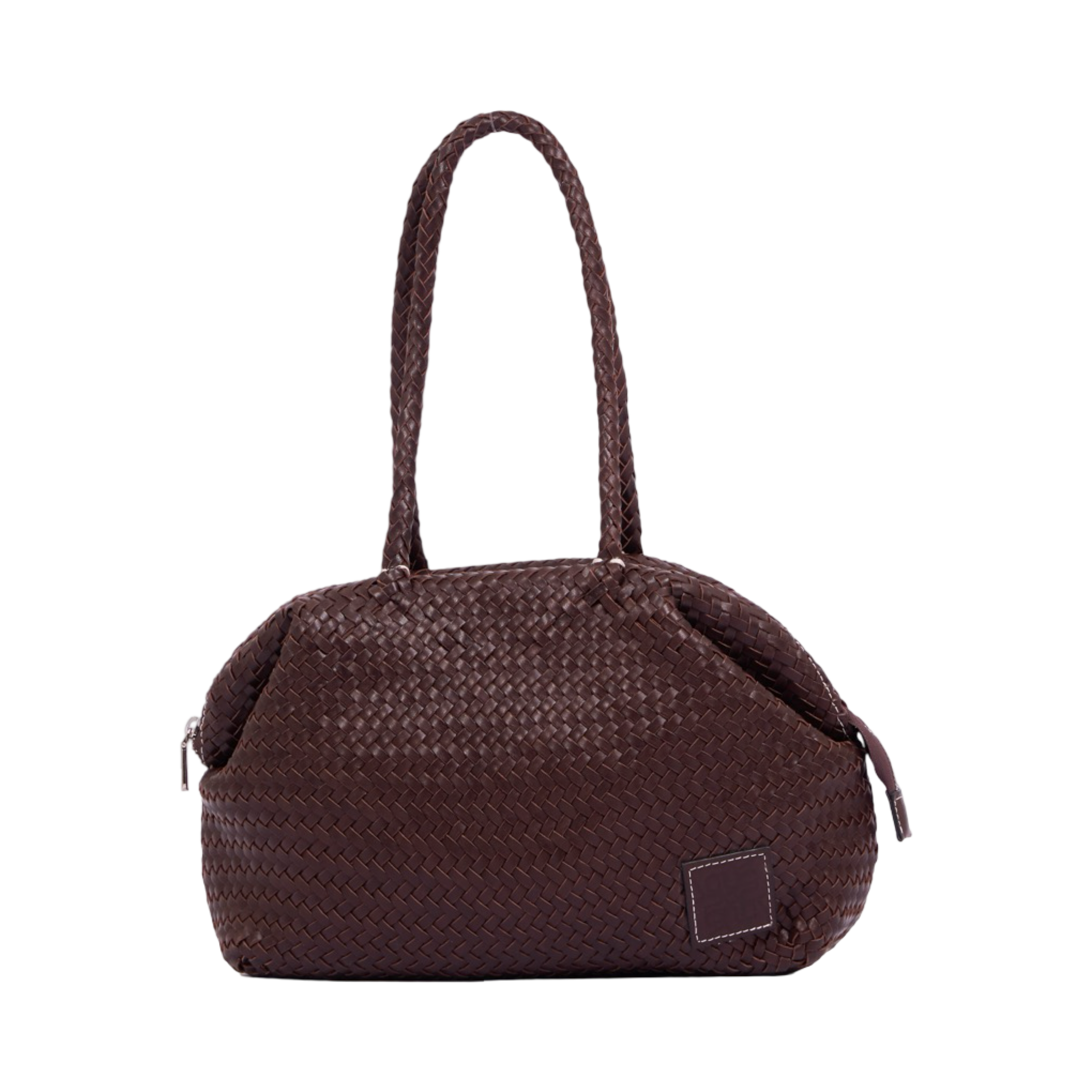 Woven Leather Shoulder Bag – Brown