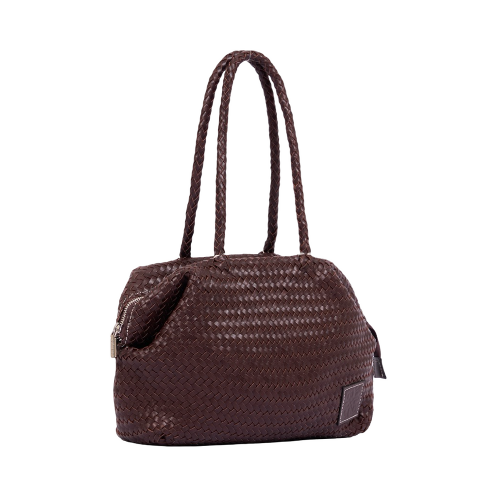 Woven Leather Shoulder Bag – Brown