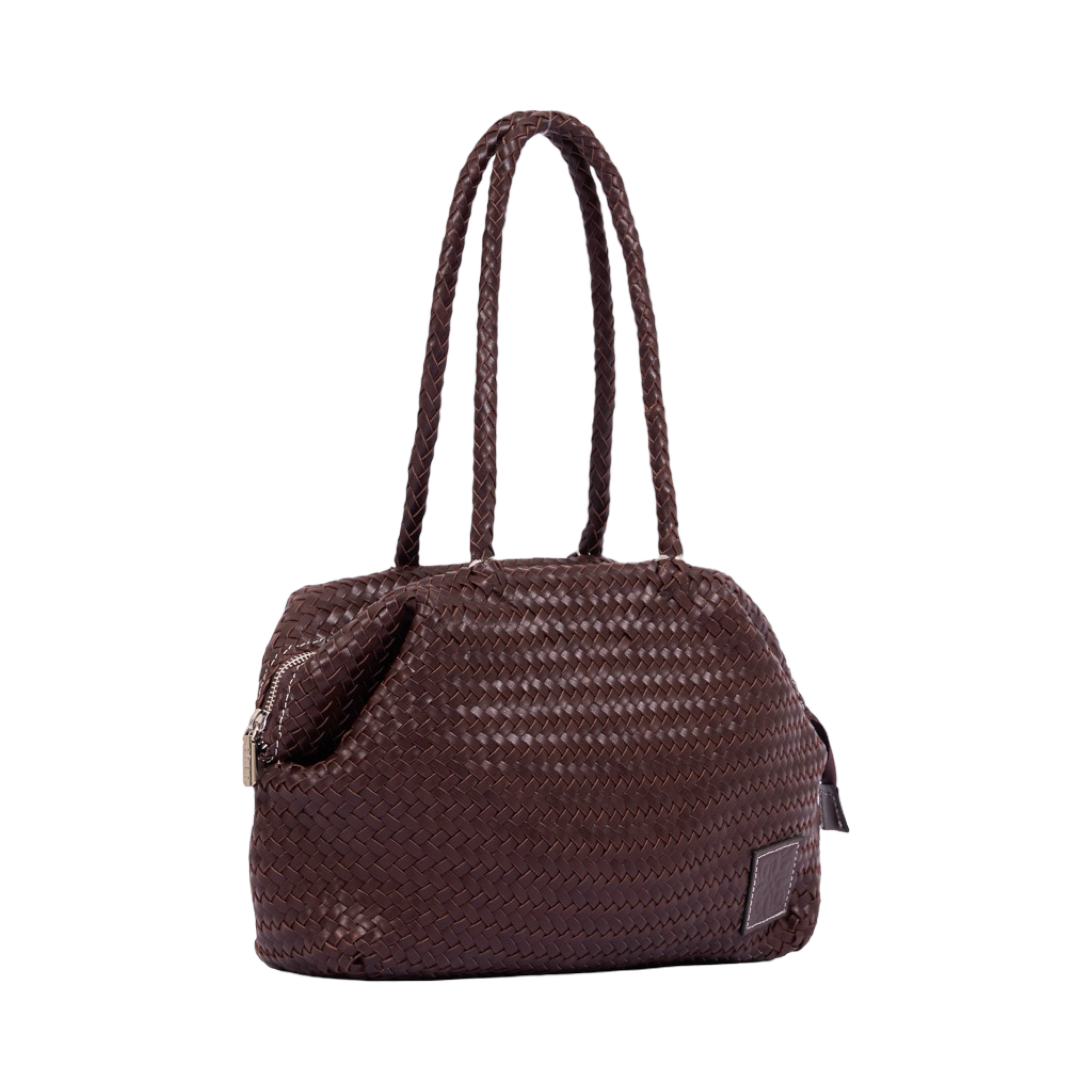 Woven Leather Shoulder Bag – Brown