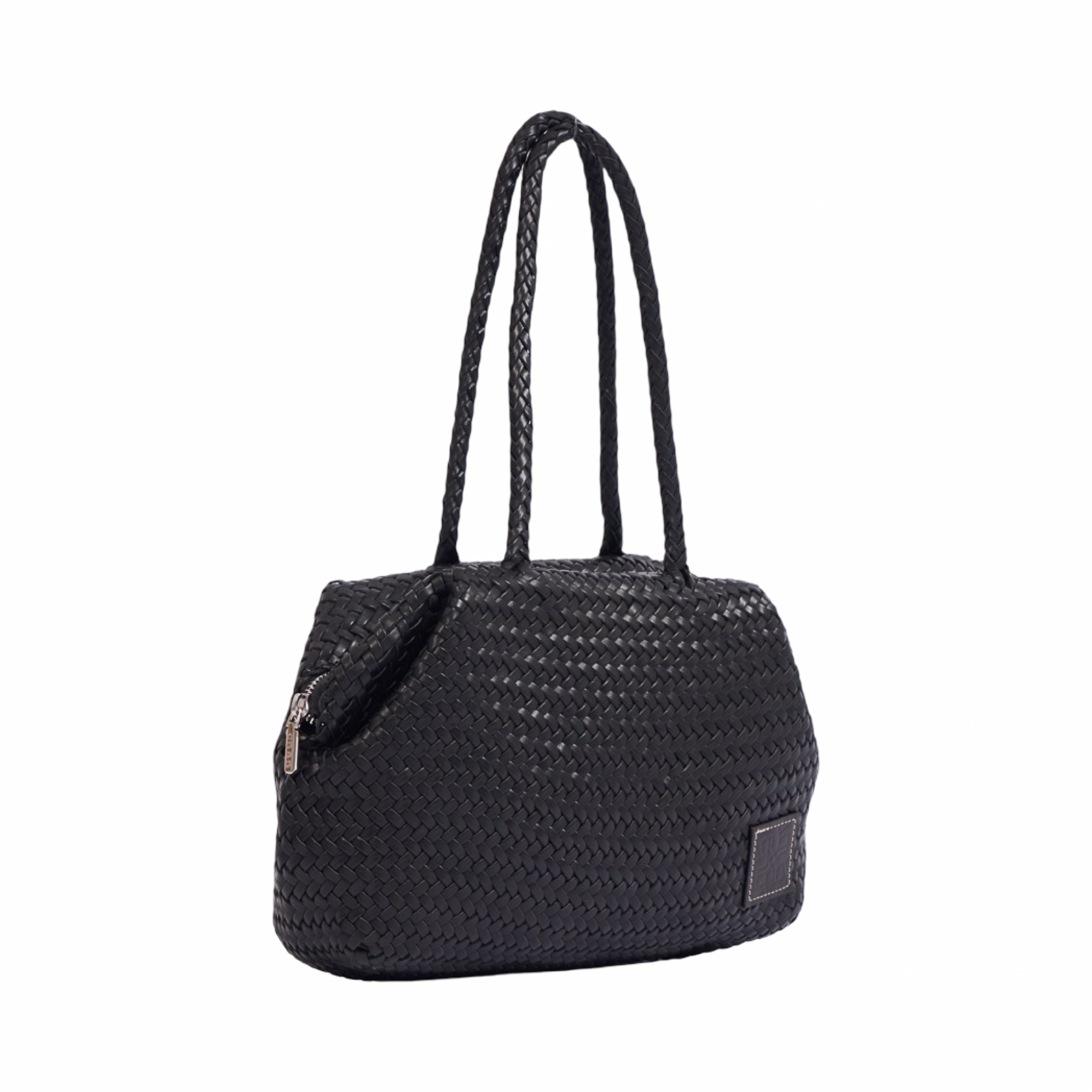 Artisan Leather – Woven Leather Shoulder Bag – Black