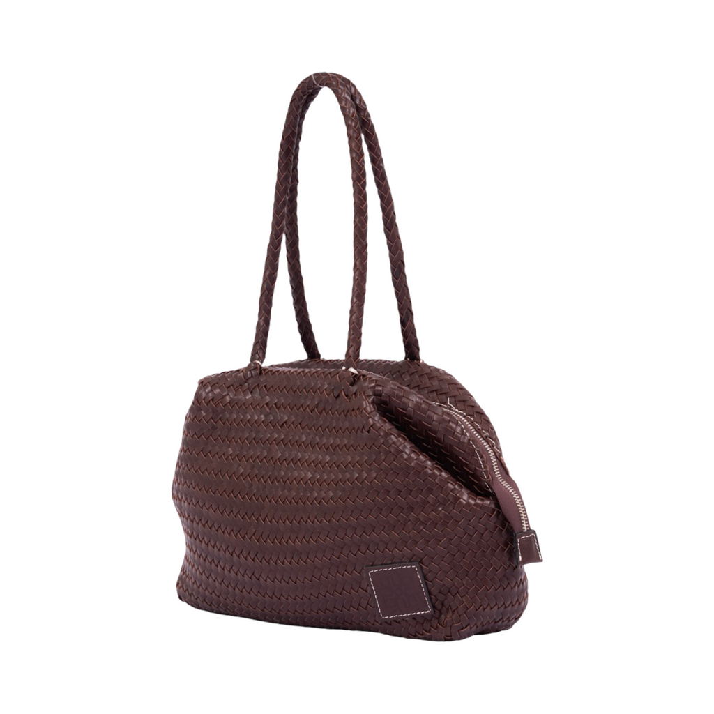 Woven Leather Shoulder Bag – Brown