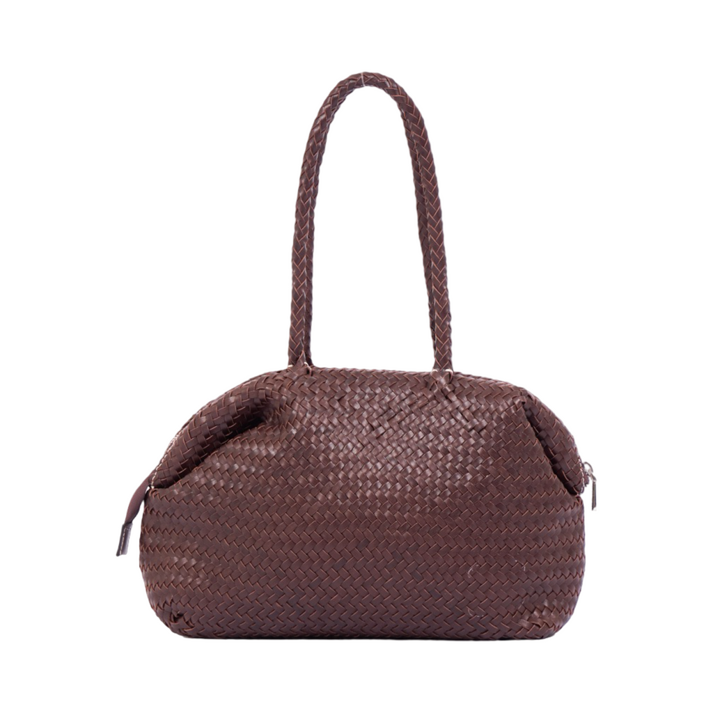 Woven Leather Shoulder Bag – Brown