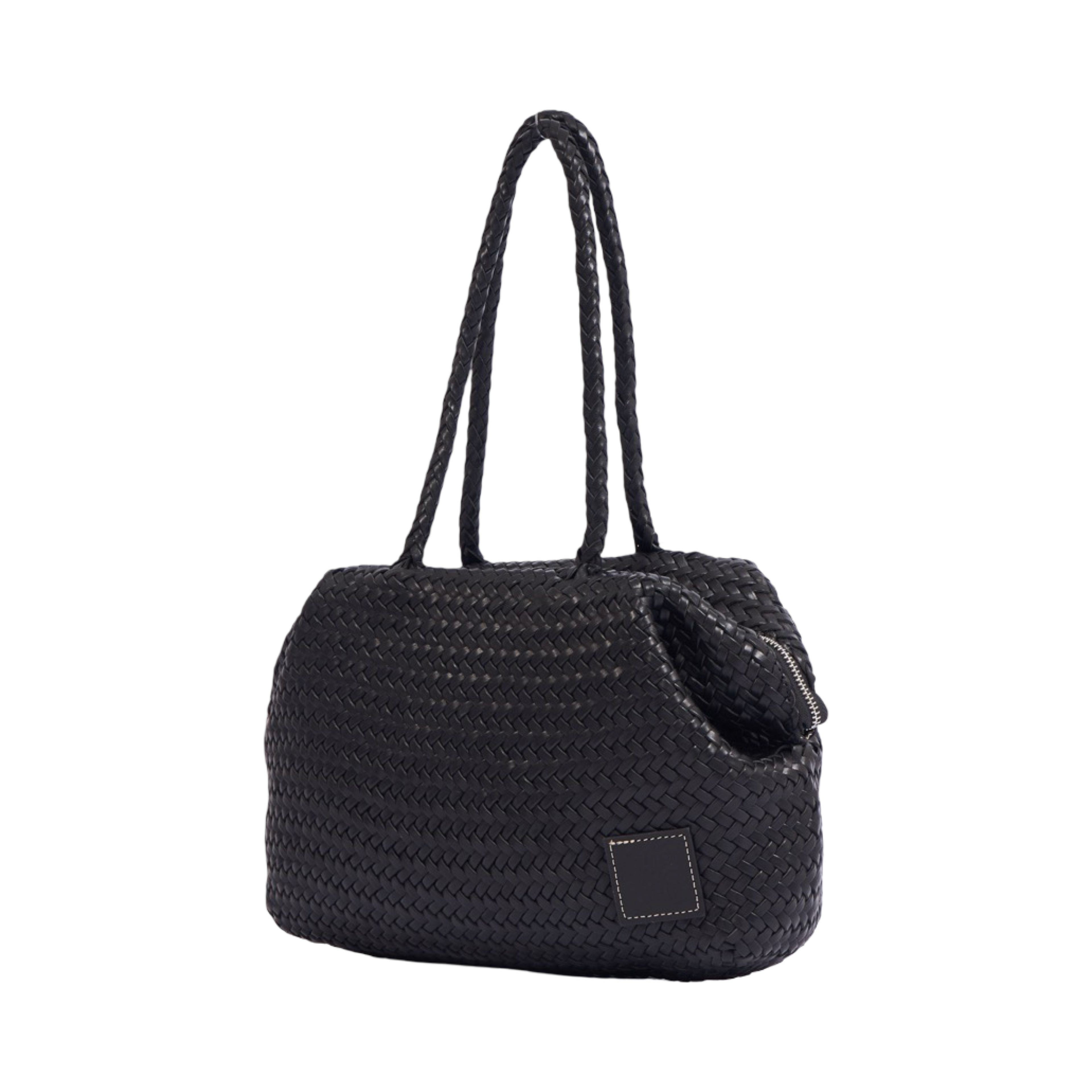 Artisan Leather – Woven Leather Shoulder Bag – Black
