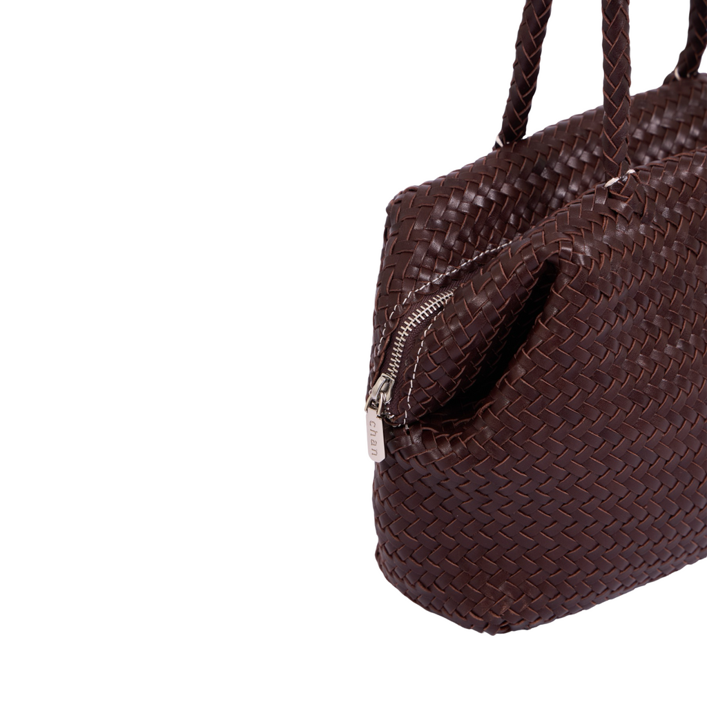 Woven Leather Shoulder Bag – Brown