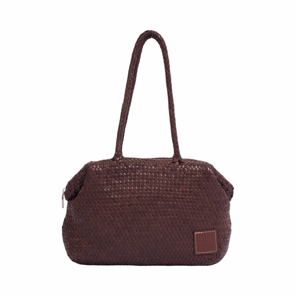 Artisan Leather – Woven Leather Shoulder Bag – Dark Brown