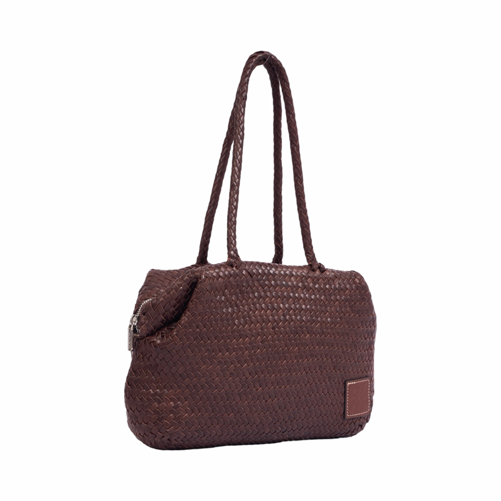 Artisan Leather – Woven Leather Shoulder Bag – Dark Brown