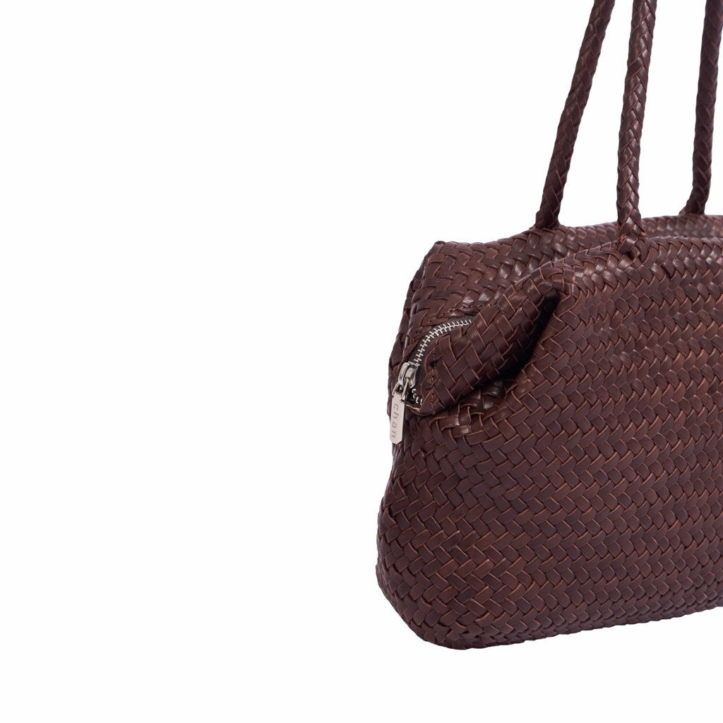 Artisan Leather – Woven Leather Shoulder Bag – Dark Brown