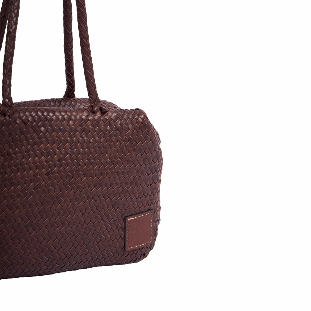 Artisan Leather – Woven Leather Shoulder Bag – Dark Brown