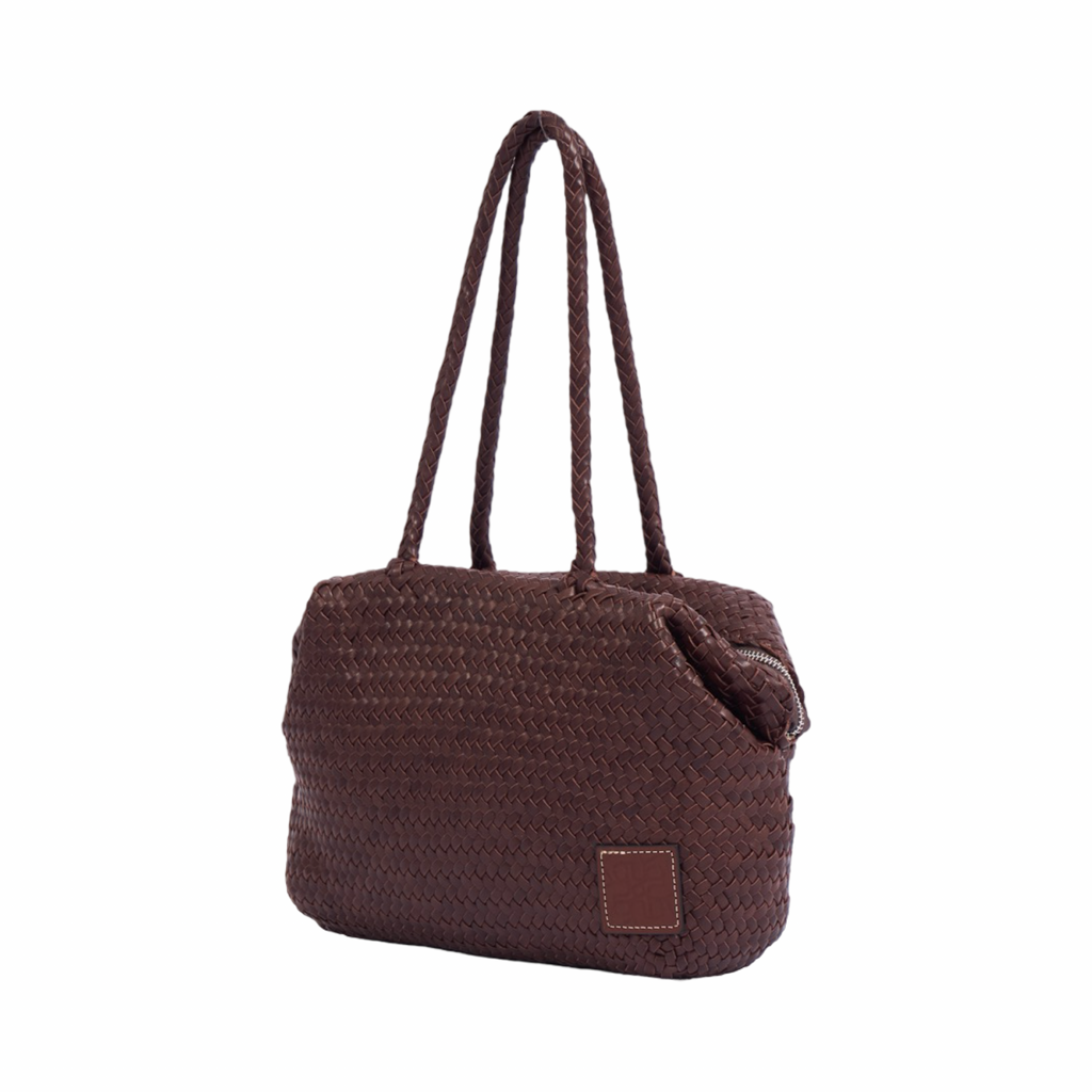 Artisan Leather – Woven Leather Shoulder Bag – Dark Brown