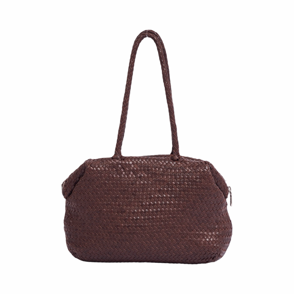 Artisan Leather – Woven Leather Shoulder Bag – Dark Brown