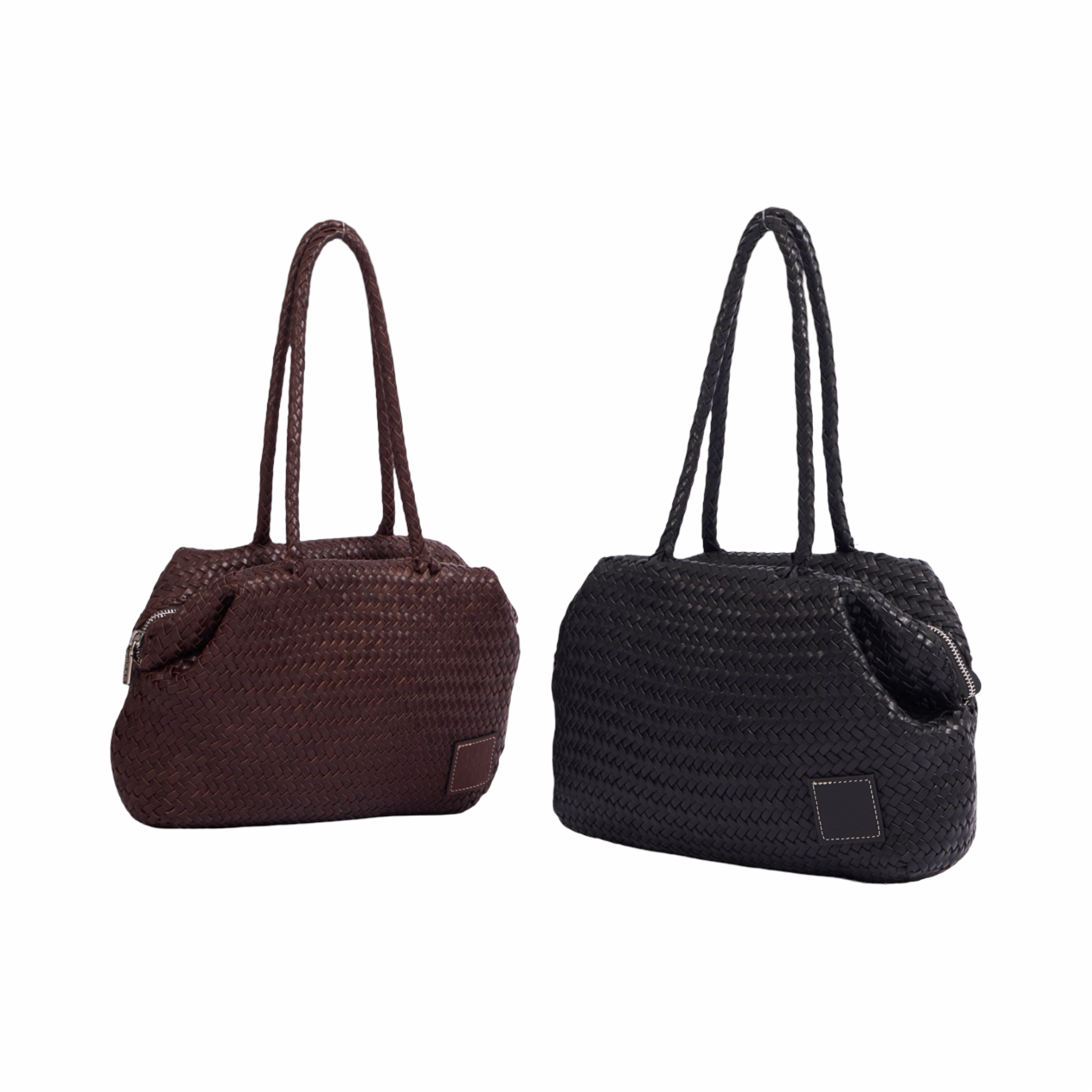 Artisan Leather – Woven Leather Shoulder Bag – Black