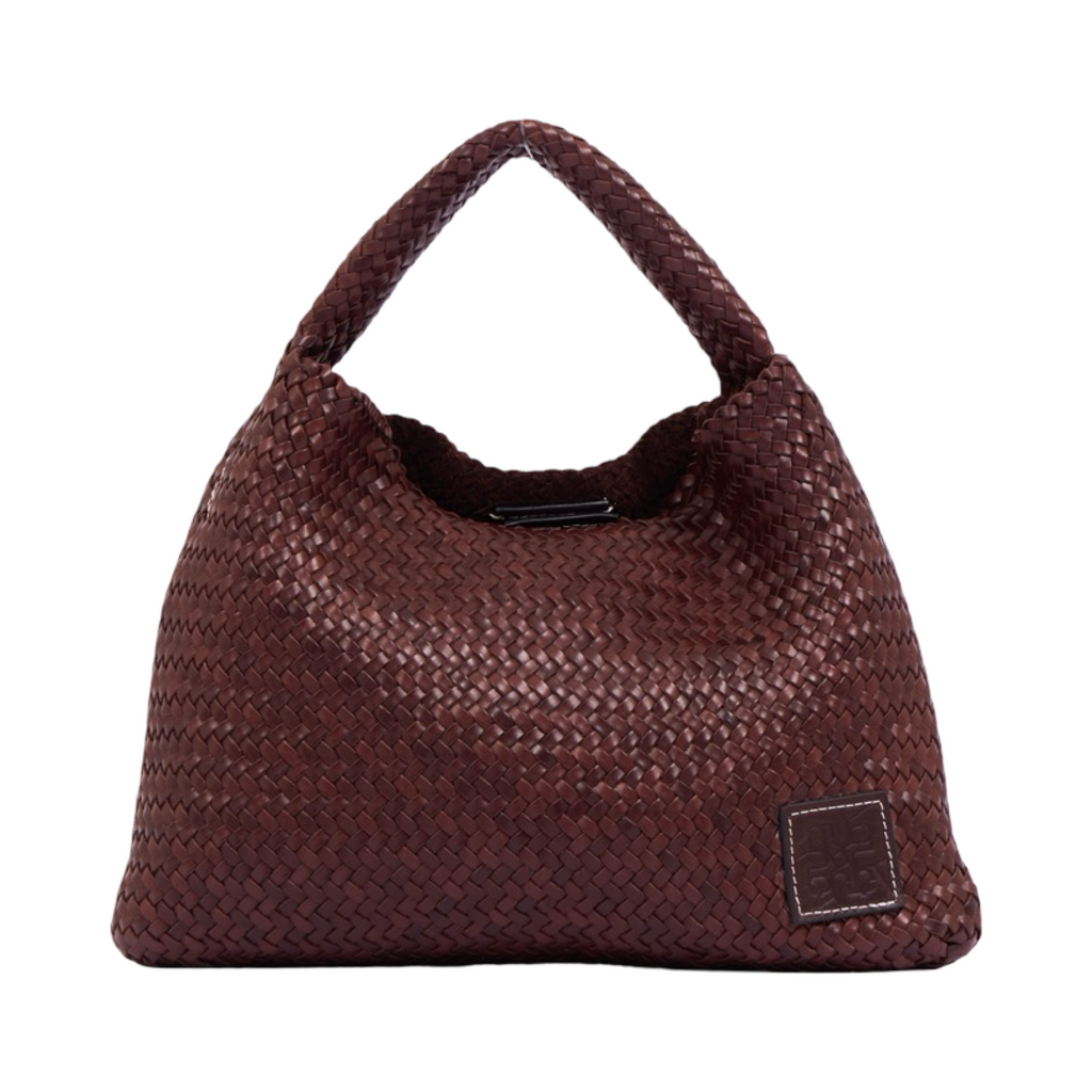 Woven Leather Tote Bag – Dark Brown