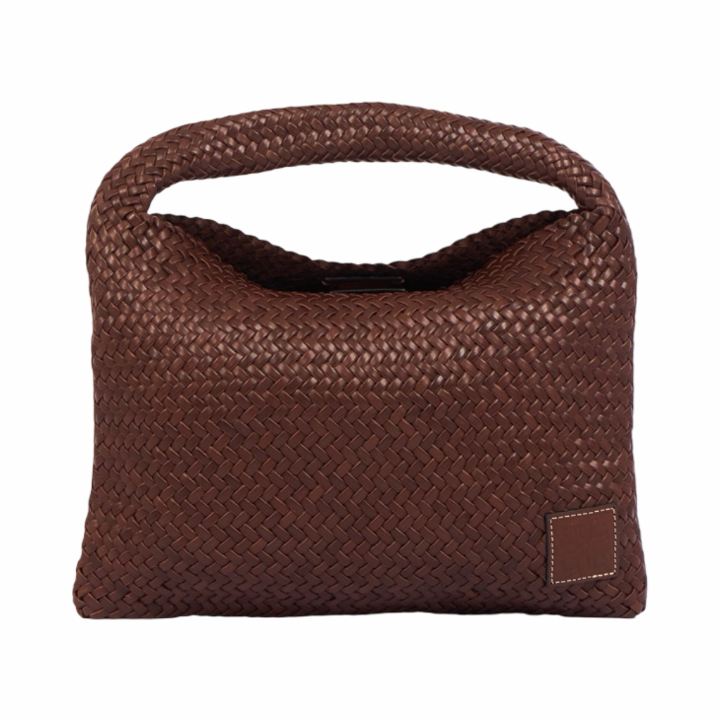 Woven Leather Tote Bag – Dark Brown