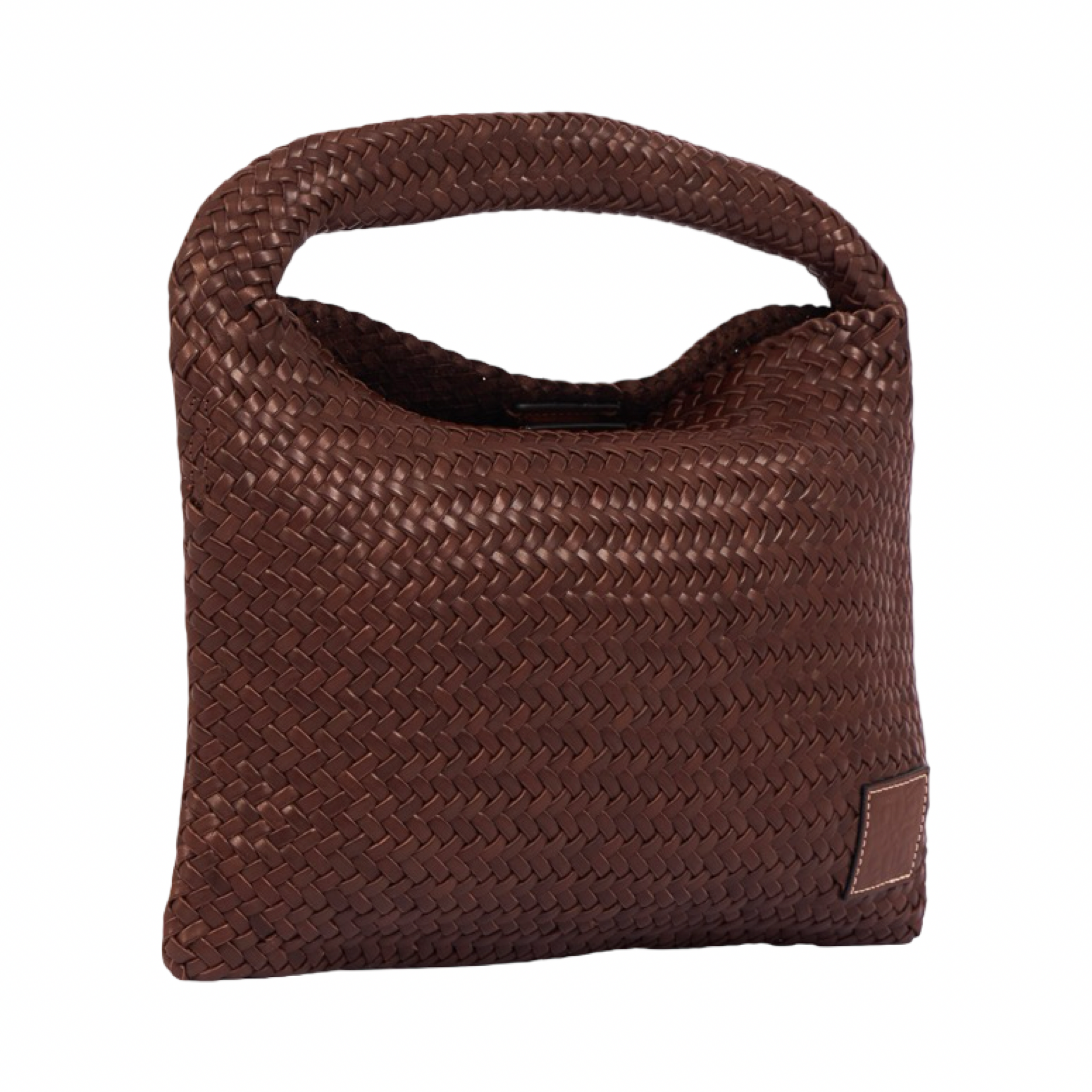 Woven Leather Tote Bag – Dark Brown