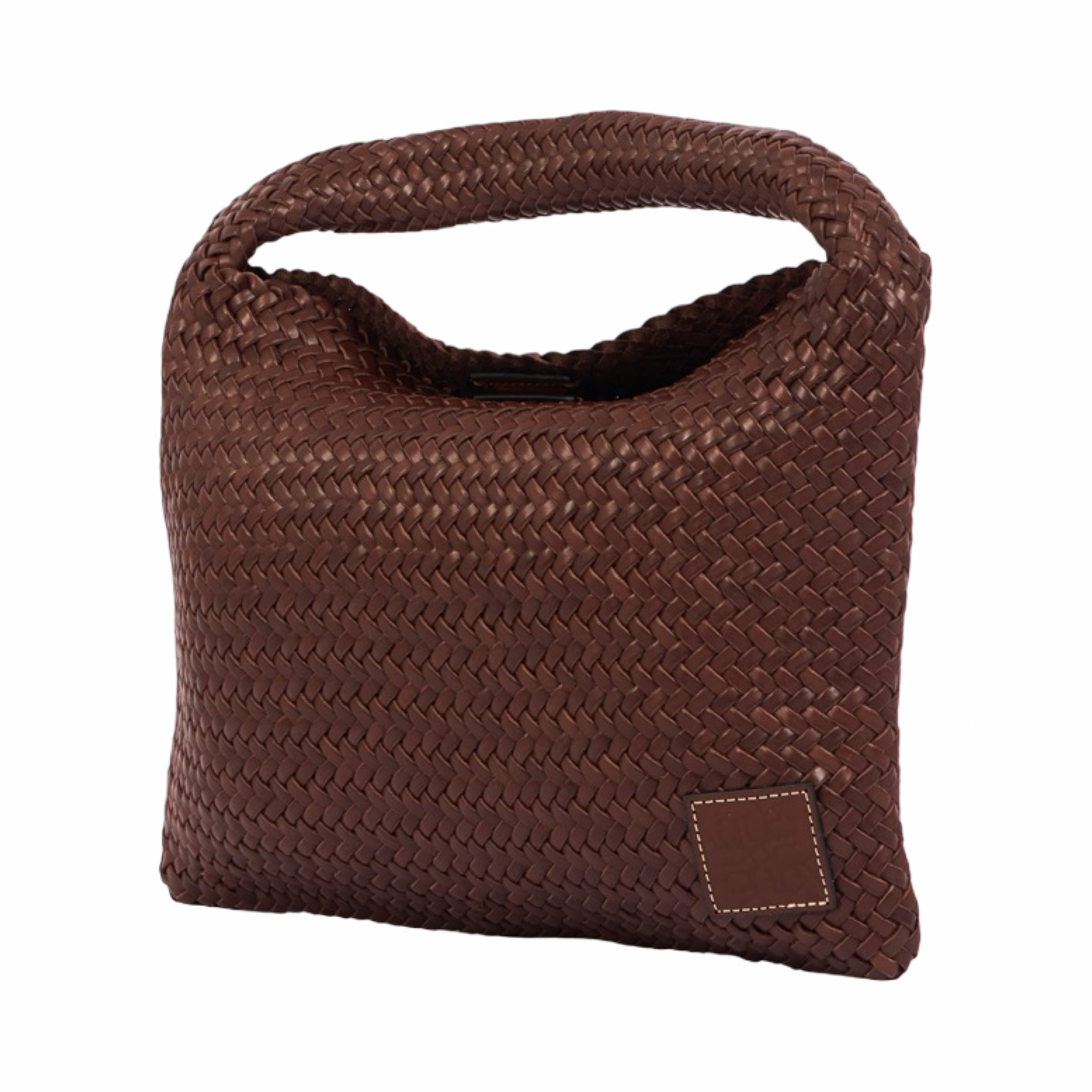 Woven Leather Tote Bag – Dark Brown