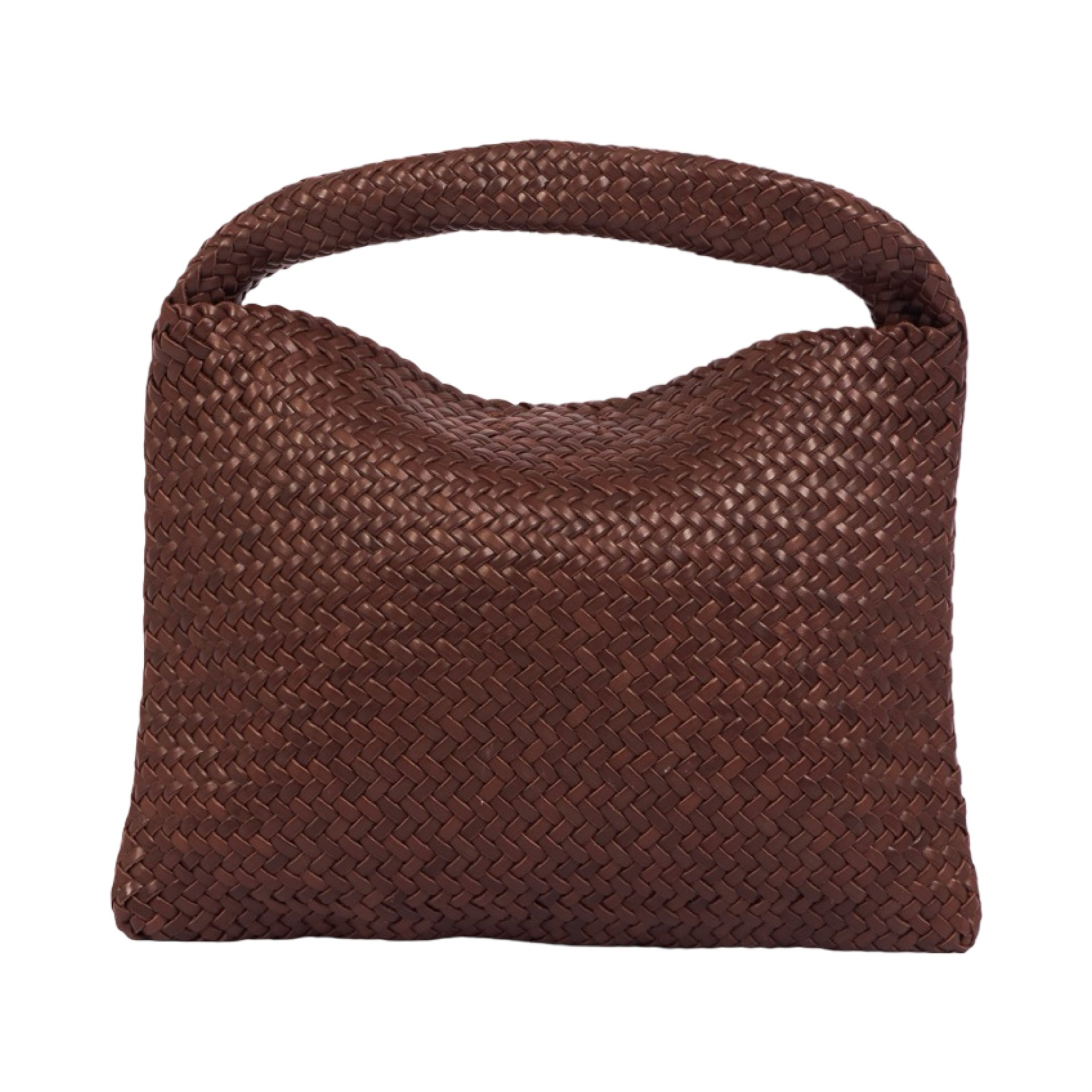 Woven Leather Tote Bag – Dark Brown