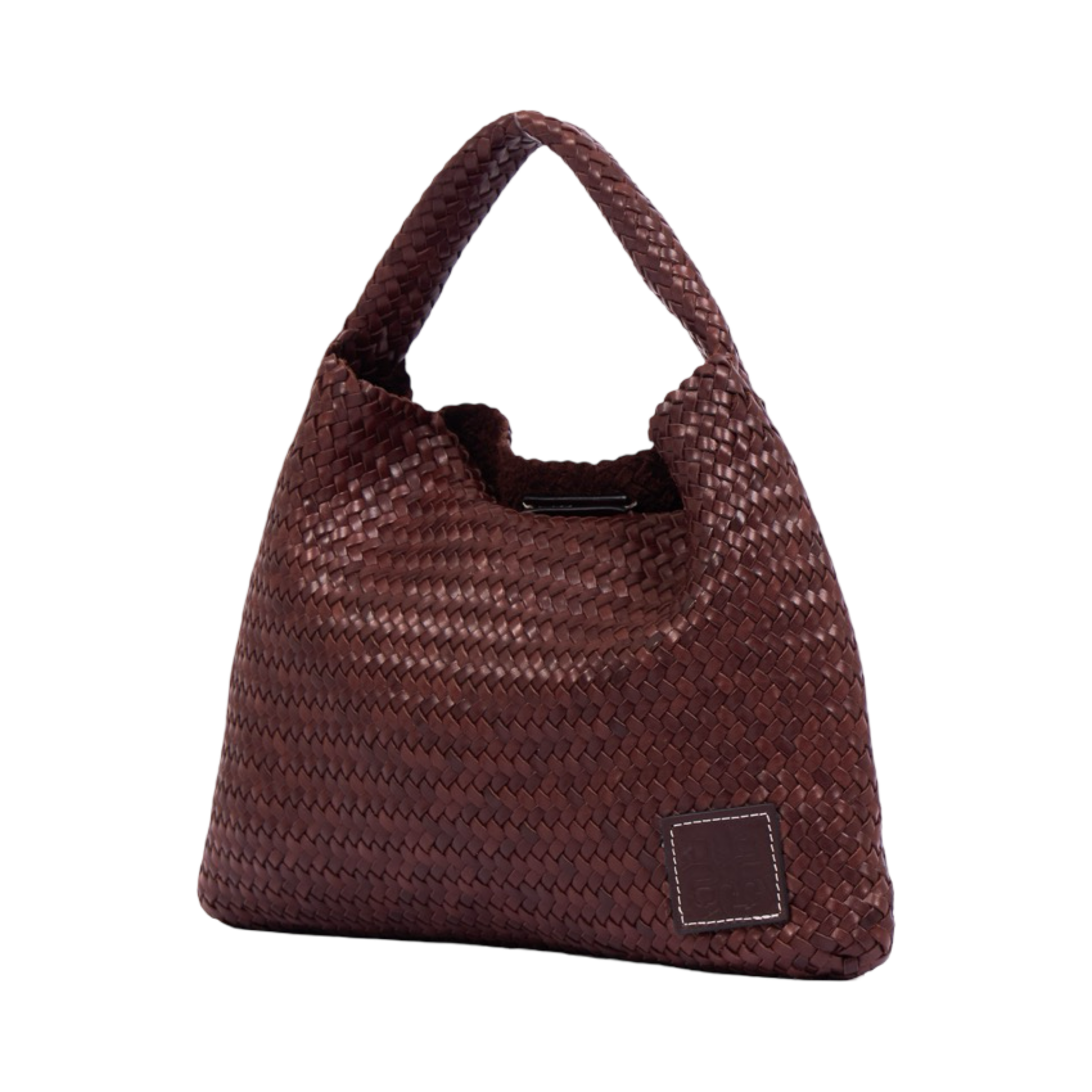 Woven Leather Tote Bag – Dark Brown