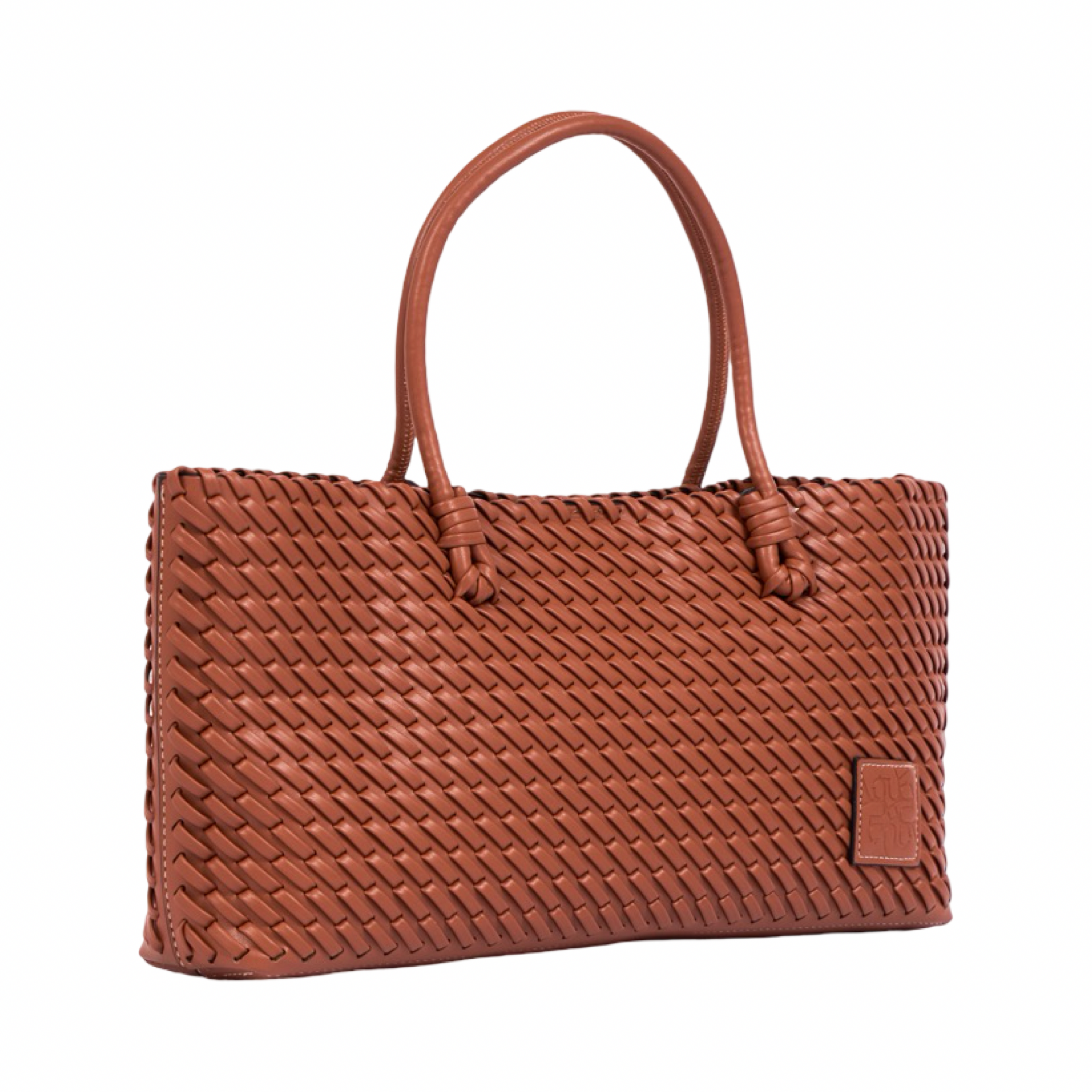 Woven Tote Bag L – Brown