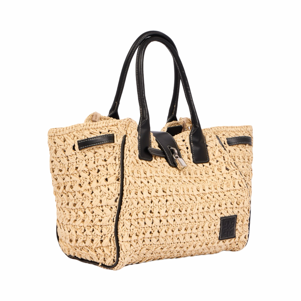 Everyday Earth – Straw Satchel Bag M – Black