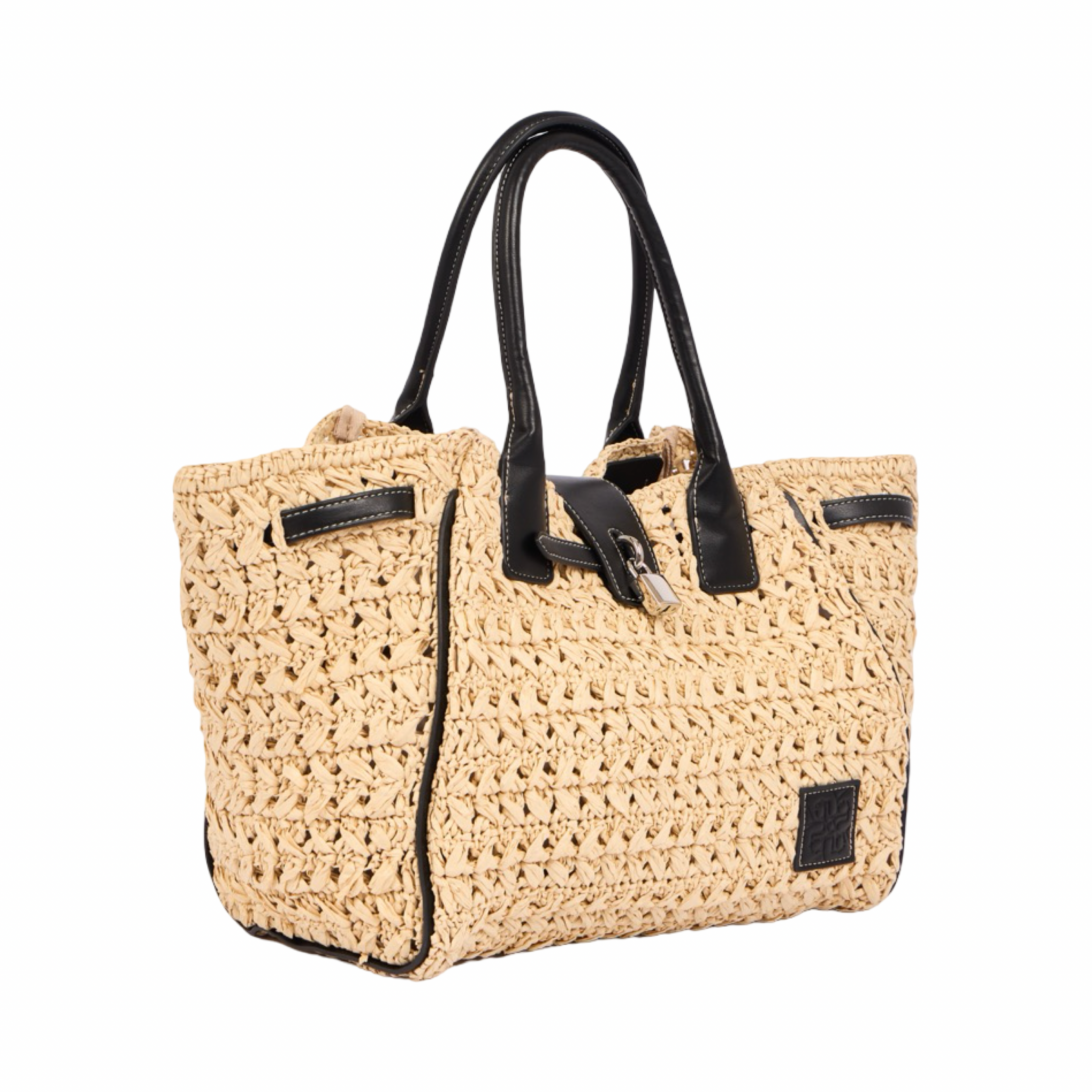 Everyday Earth – Straw Satchel Bag M – Black