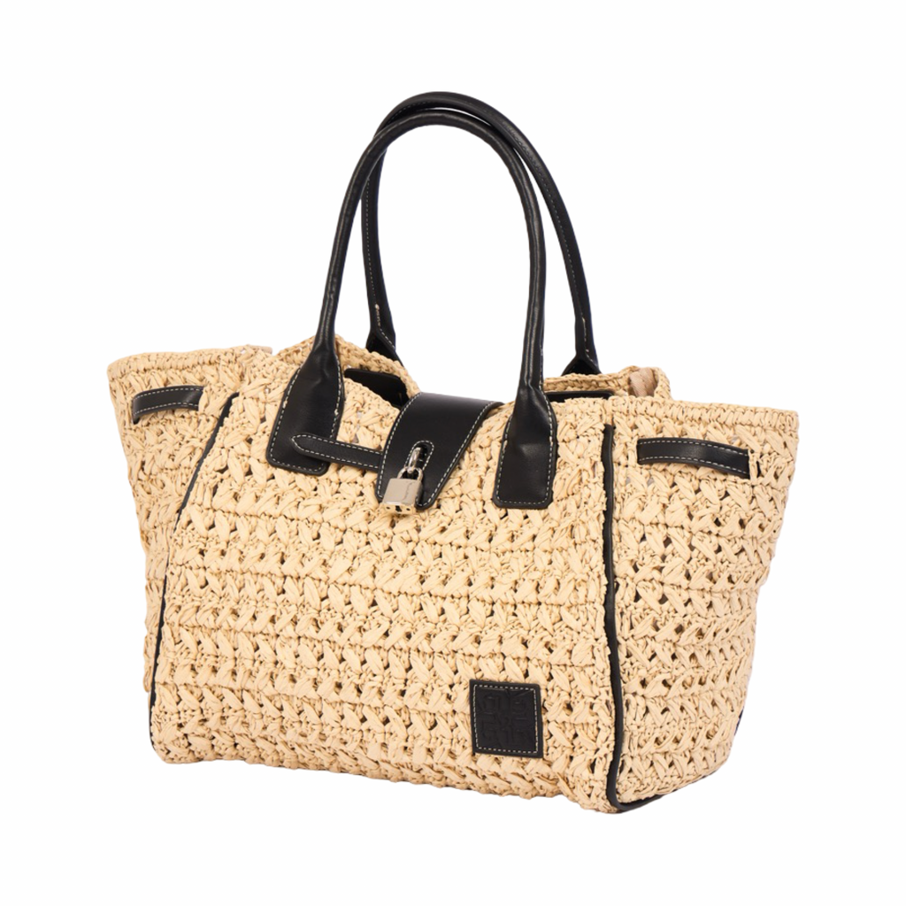Everyday Earth – Straw Satchel Bag M – Black