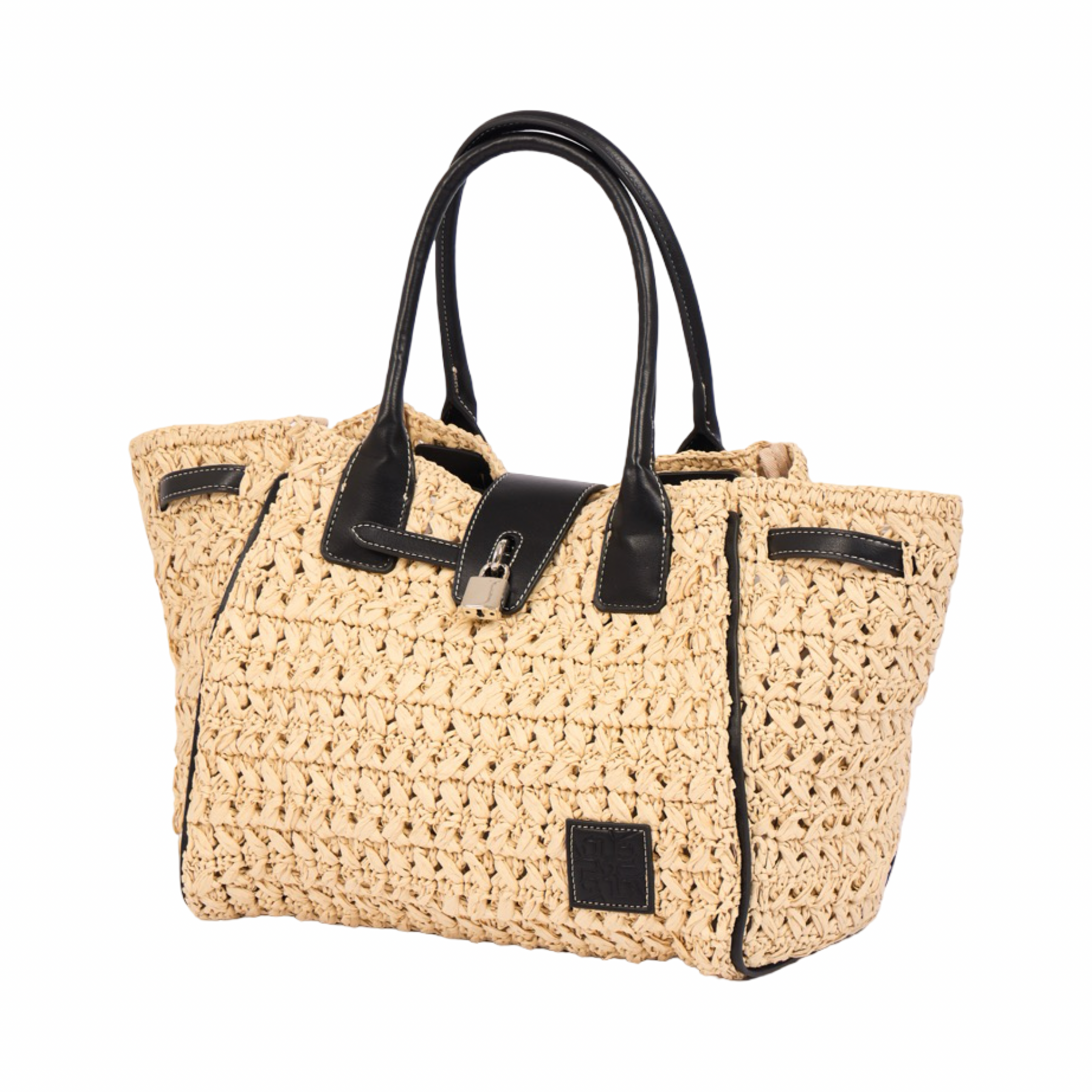 Everyday Earth – Straw Satchel Bag M – Black