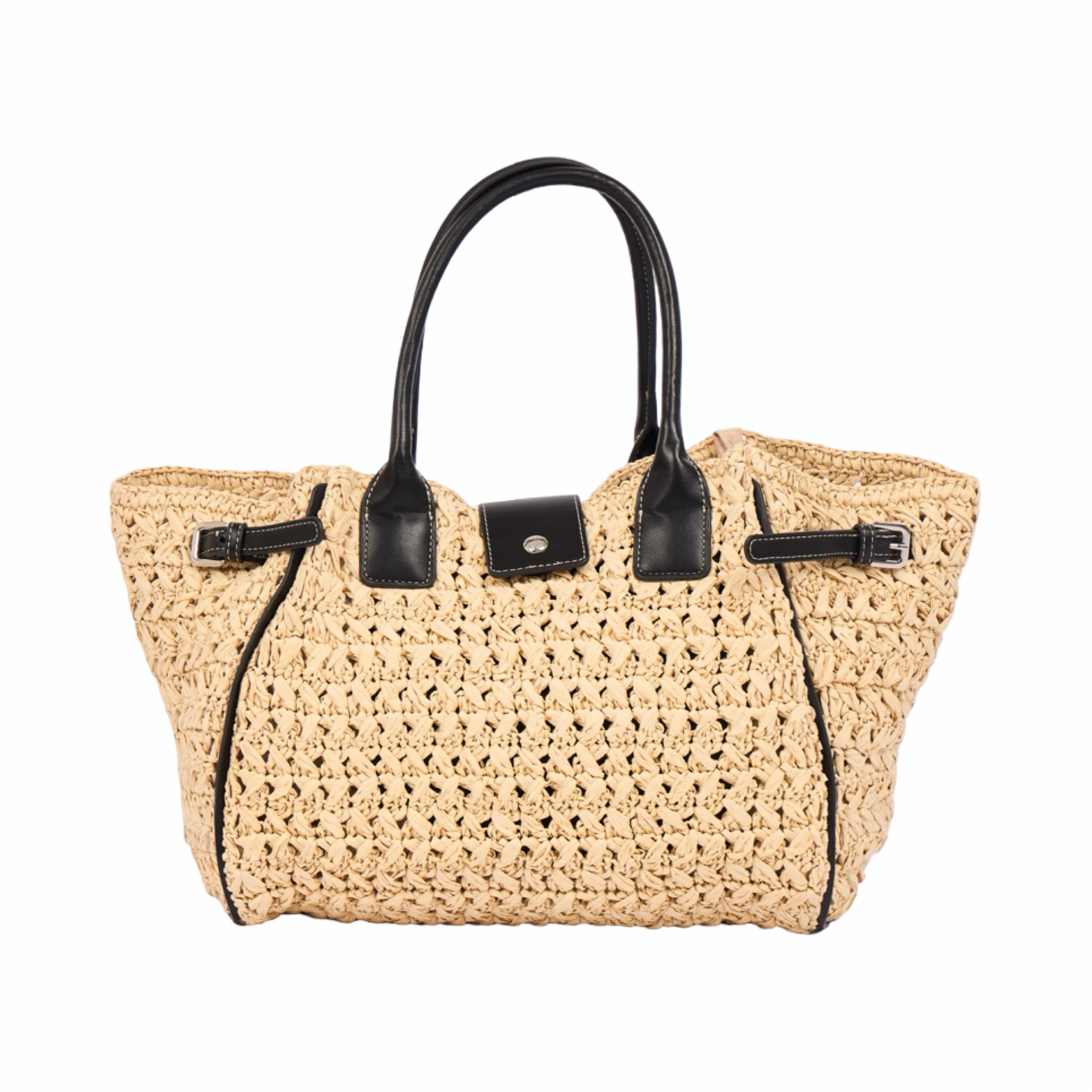 Everyday Earth – Straw Satchel Bag M – Black