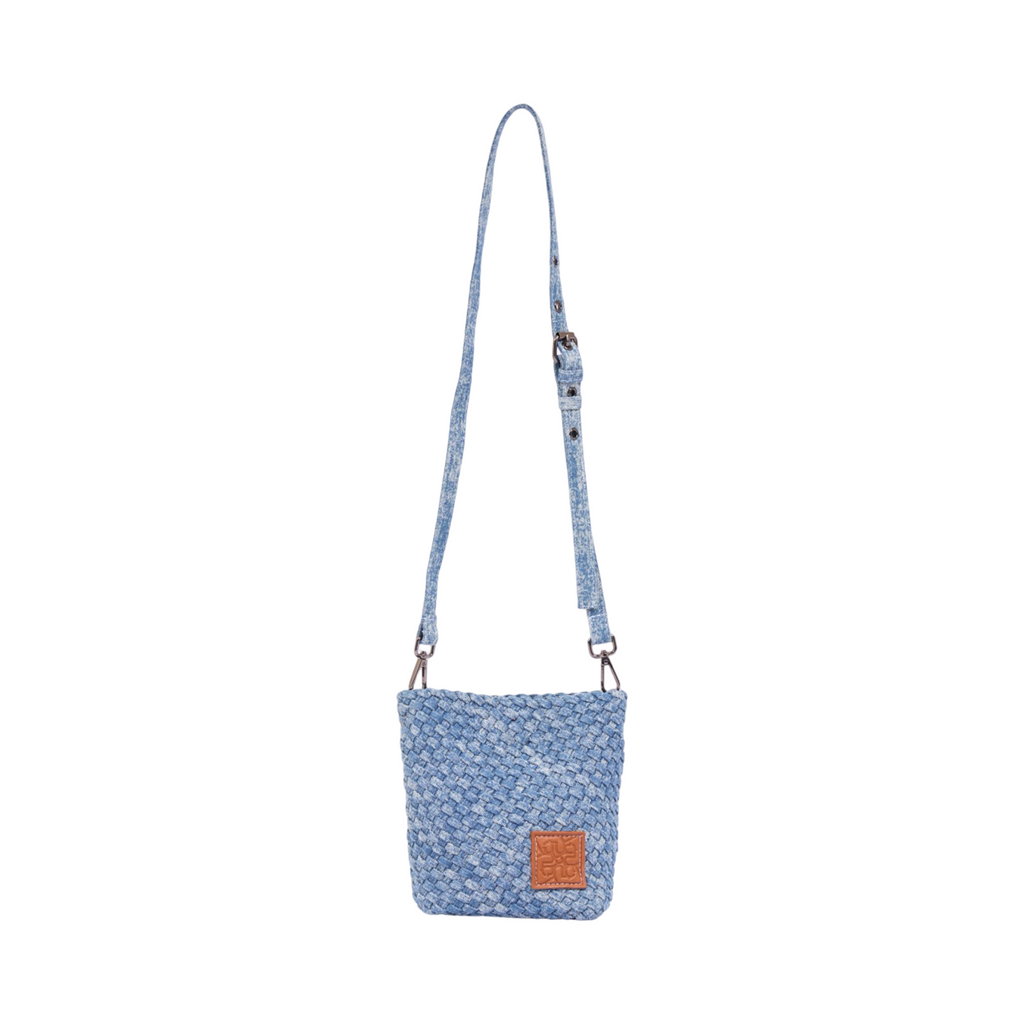 Midnight Weave – Woven Denim Crossbody Bag – Washed