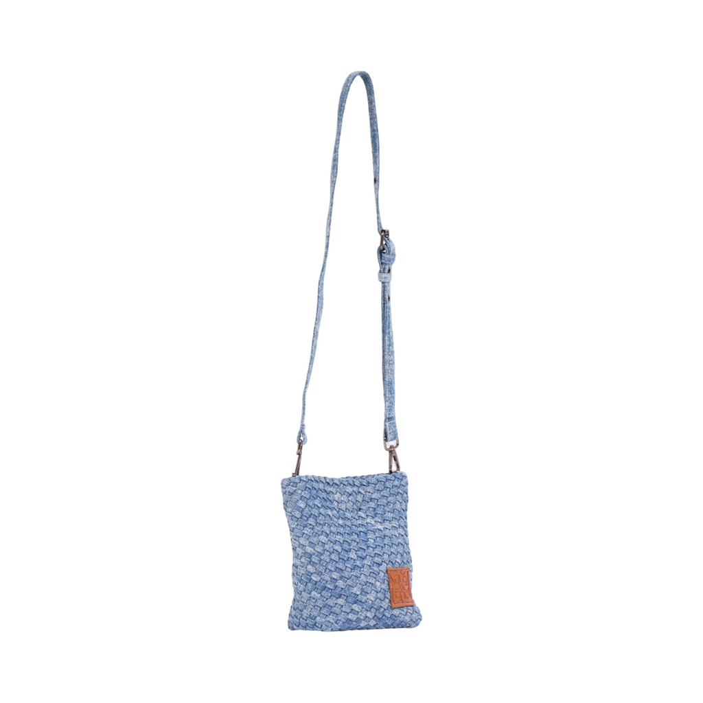 Midnight Weave – Woven Denim Crossbody Bag – Washed