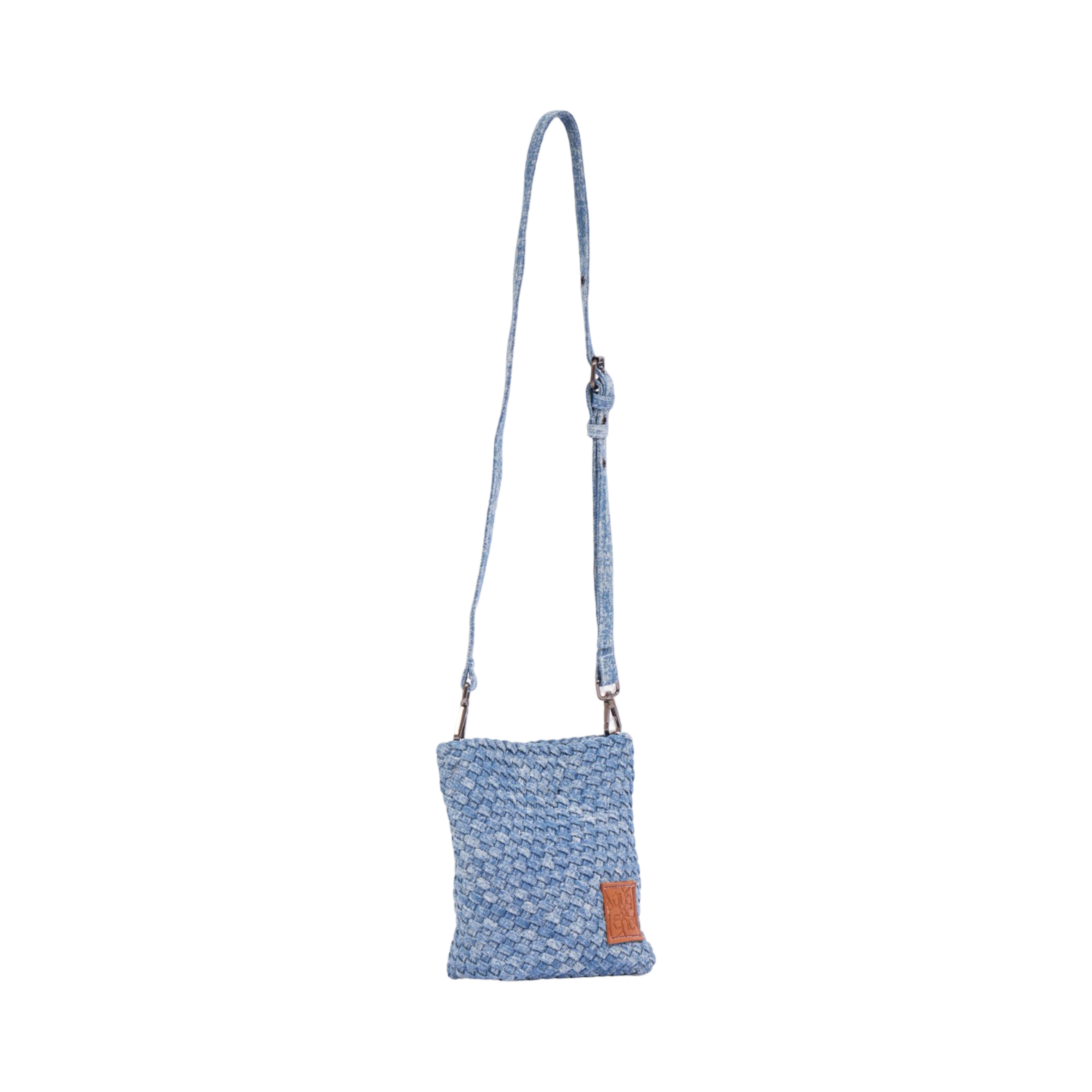 Midnight Weave – Woven Denim Crossbody Bag – Washed
