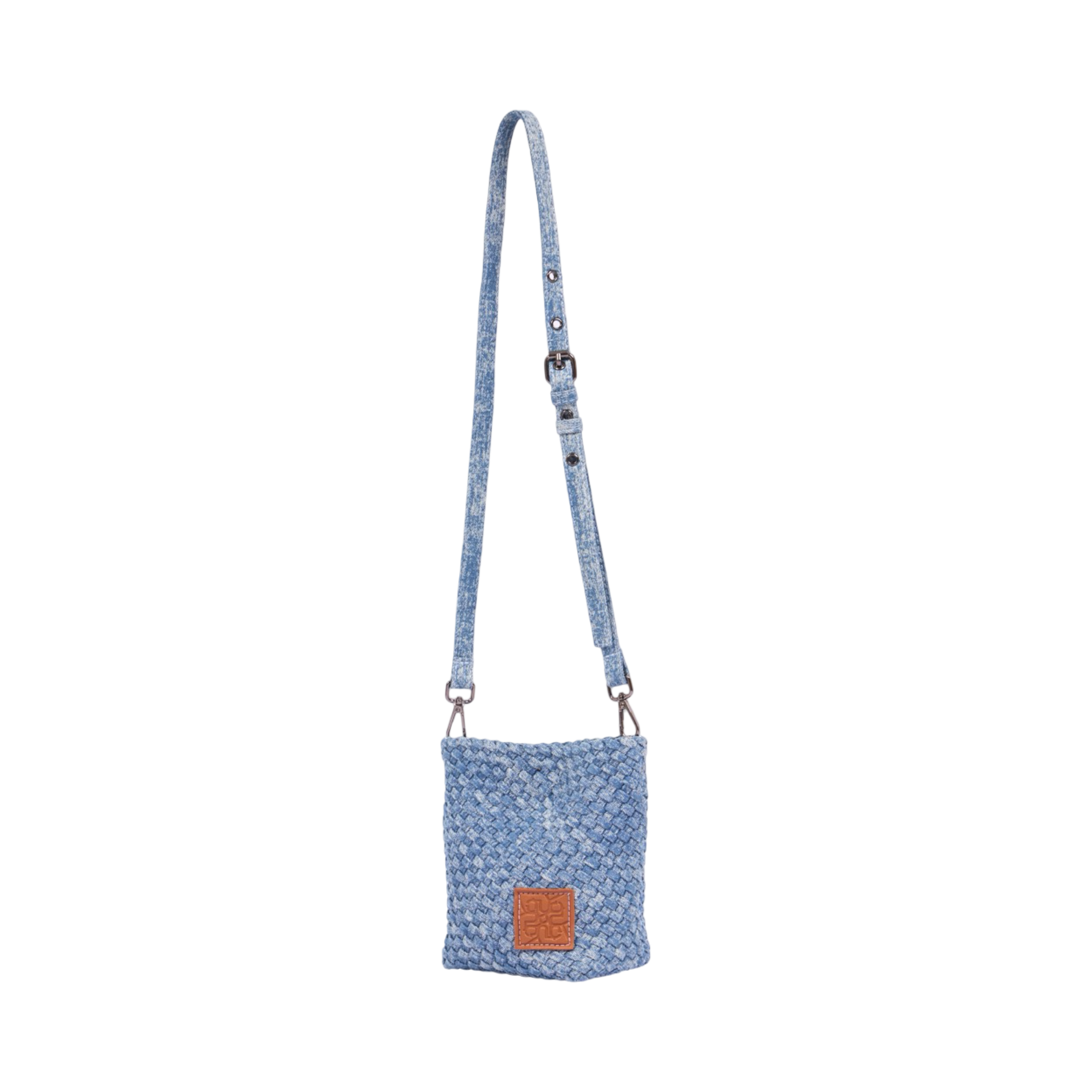 Midnight Weave – Woven Denim Crossbody Bag – Washed