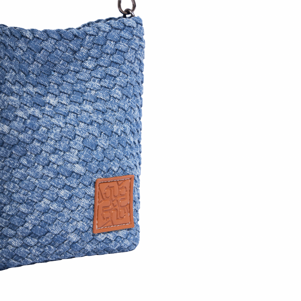 Signature Weave – Denim Crossbody Bag – Washed