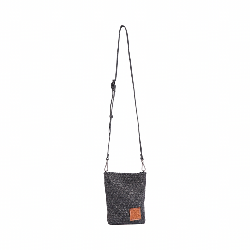 Signature Weave – Denim Crossbody Bag – Black