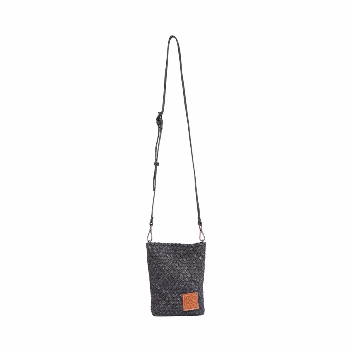 Signature Weave – Denim Crossbody Bag – Black