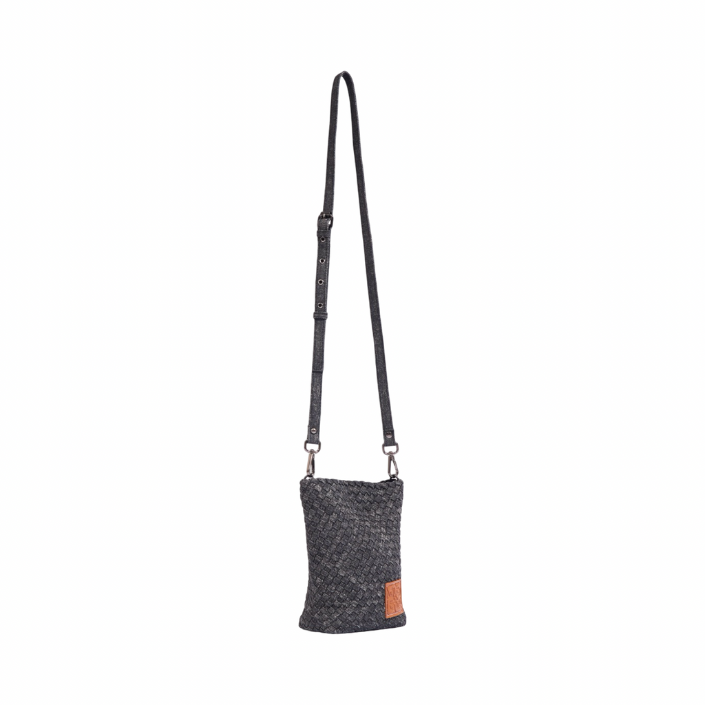 Signature Weave – Denim Crossbody Bag – Black