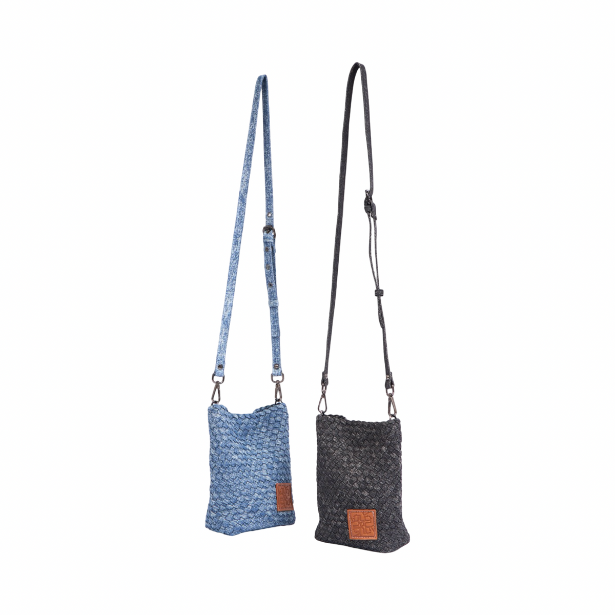 Signature Weave – Denim Crossbody Bag – Washed