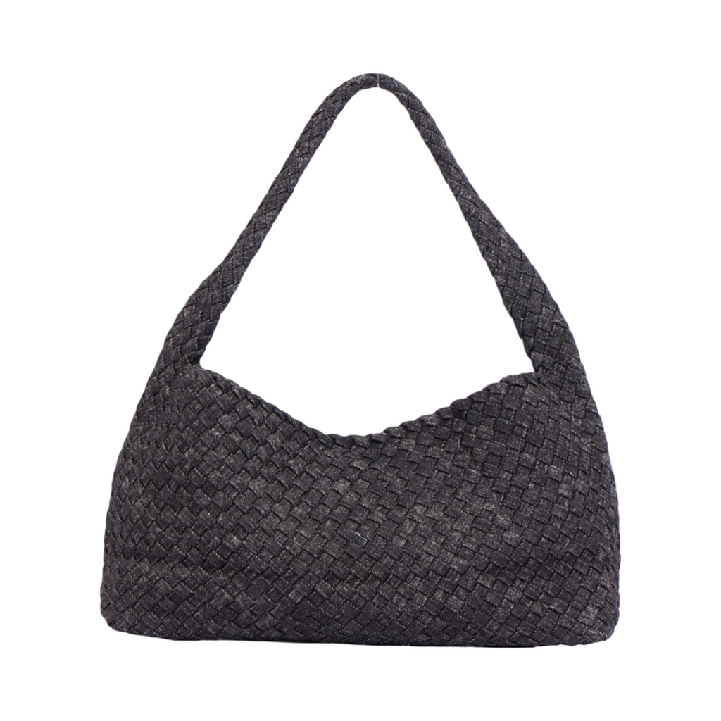 Midnight Weave – Woven Denim Shoulder Bag – Sky Blue