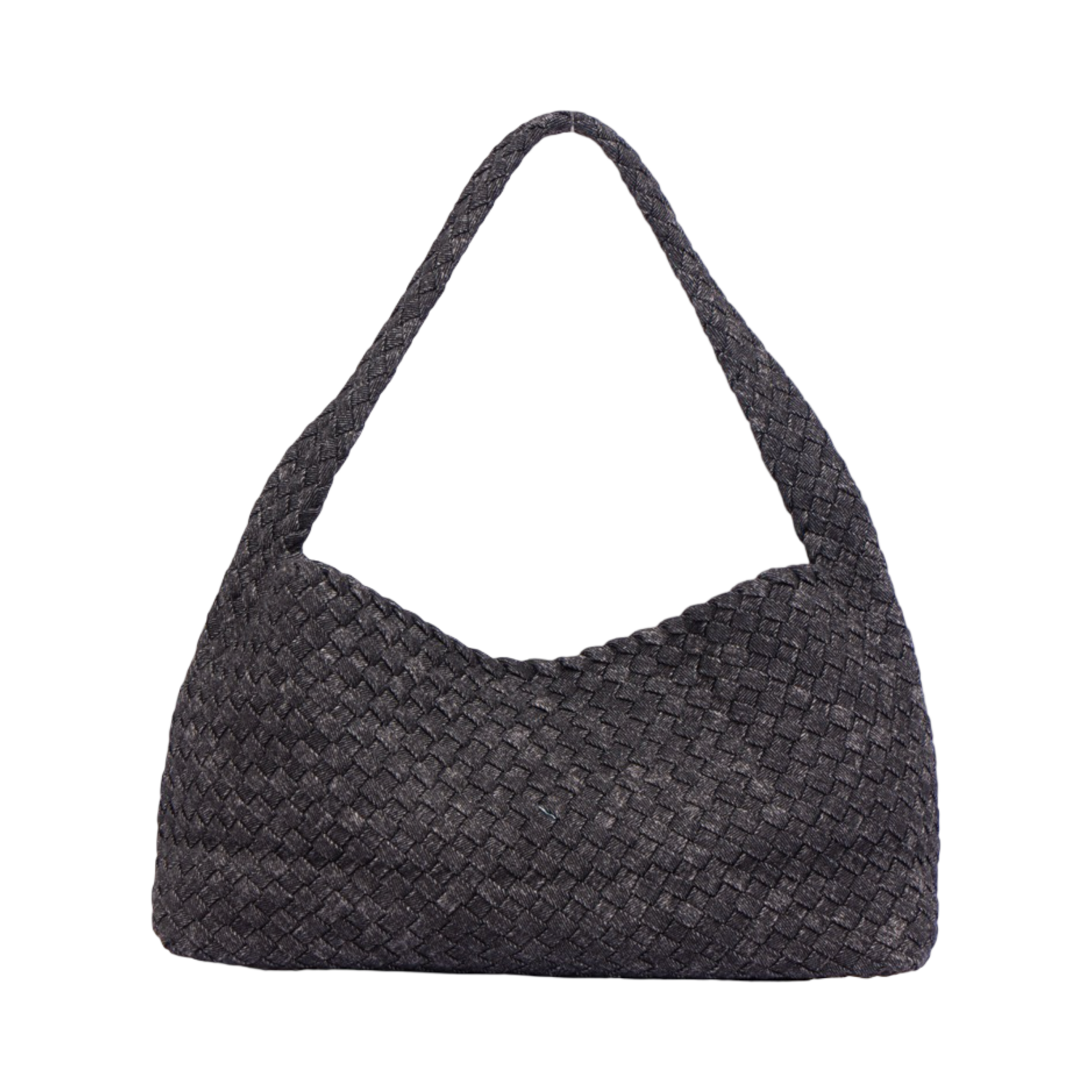 Midnight Weave – Woven Denim Shoulder Bag – Sky Blue