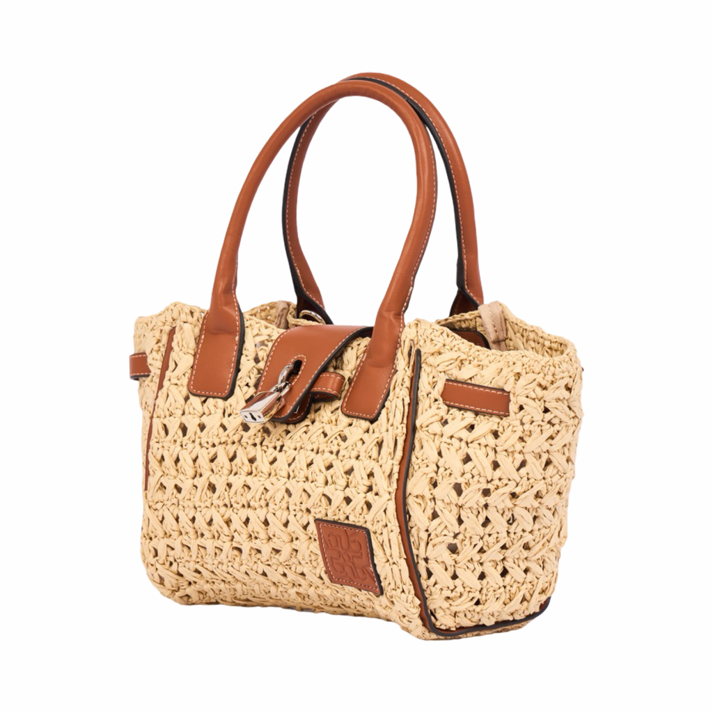 Everyday Earth – Straw Mini Satchel Bag S – Brown