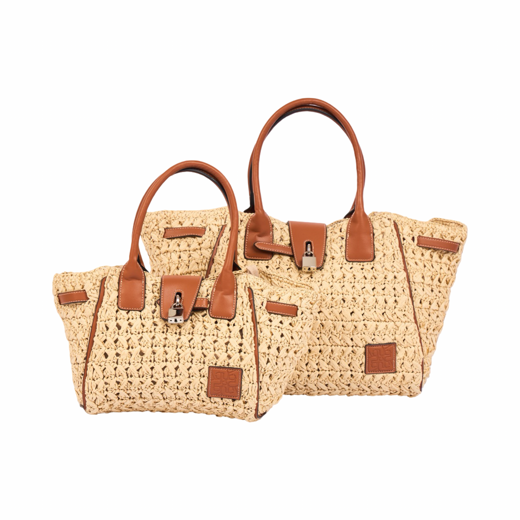 Everyday Earth – Straw Satchel Bag M – Brown